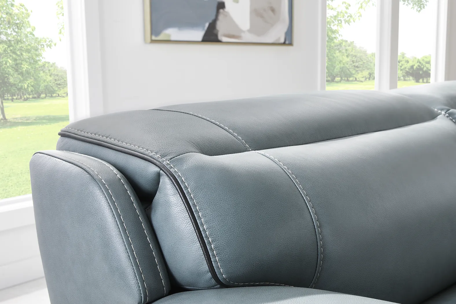 Livata Lagoon Leather 5 Pc Dual Power Reclining Sectional - Thumbnail - Image 3