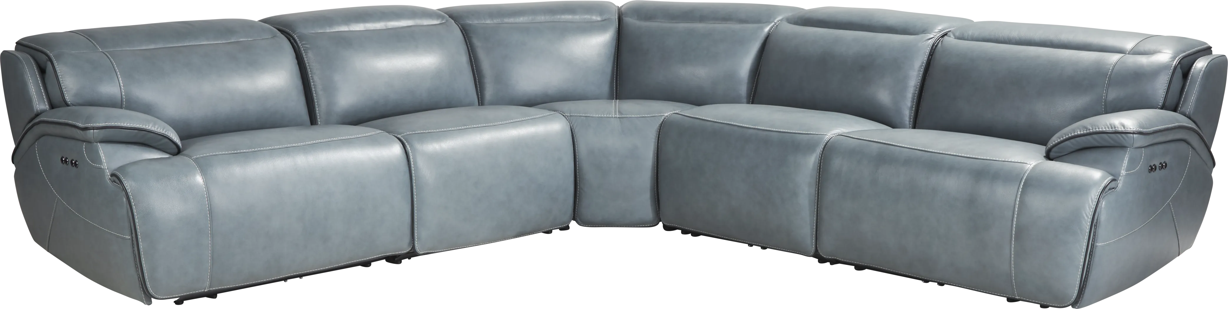 Livata Lagoon Leather 5 Pc Dual Power Reclining Sectional - Thumbnail - Image 1