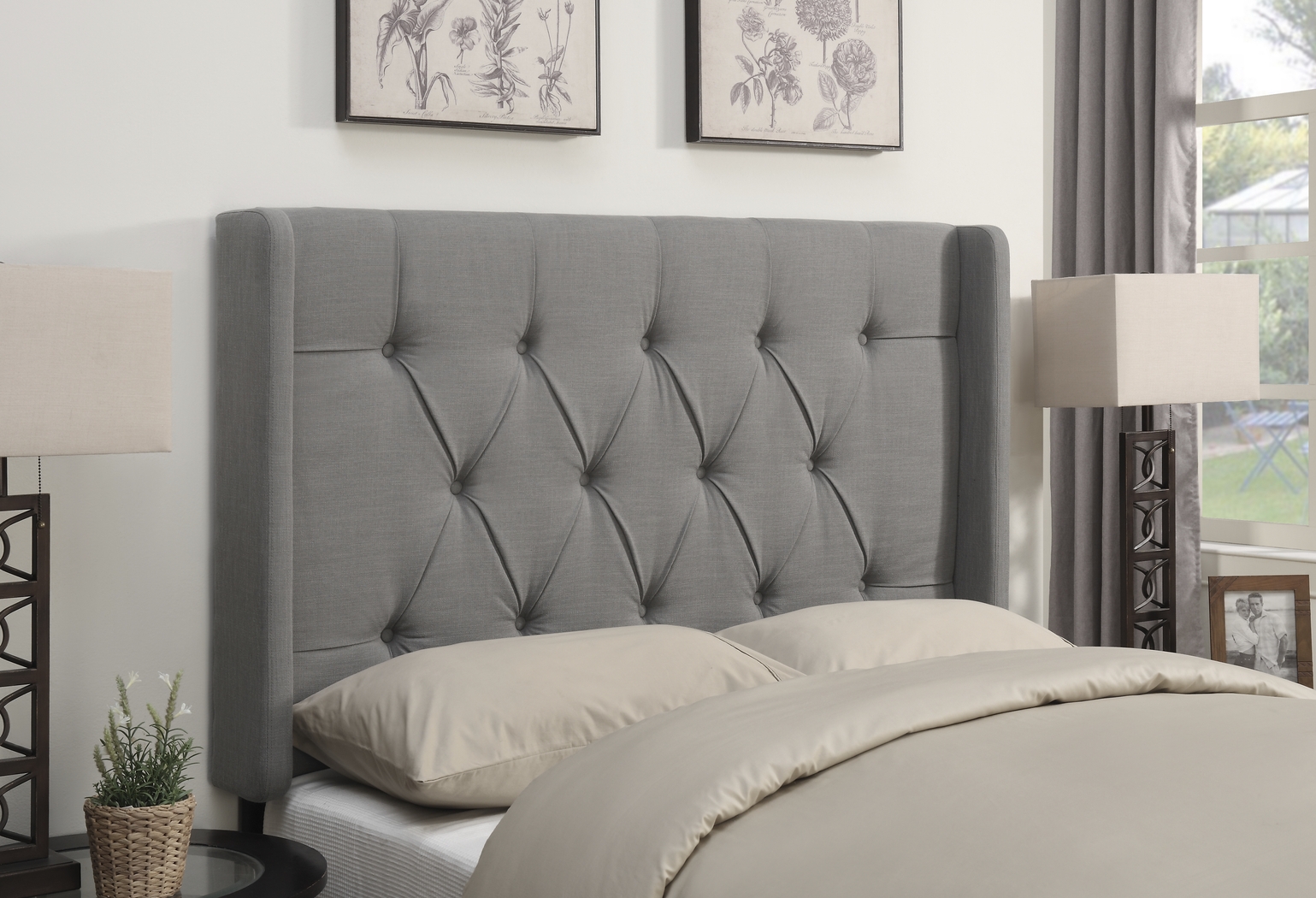 Livia Dove Gray King/California King Upholstered Headboard - Thumbnail - Image 1