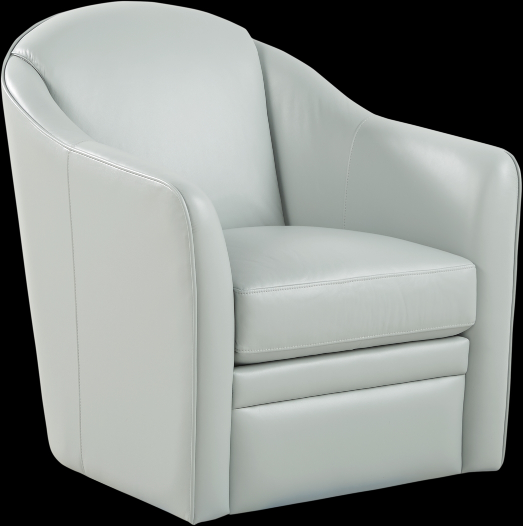 Livorno Aqua Leather Swivel Chair - Thumbnail - Image 1