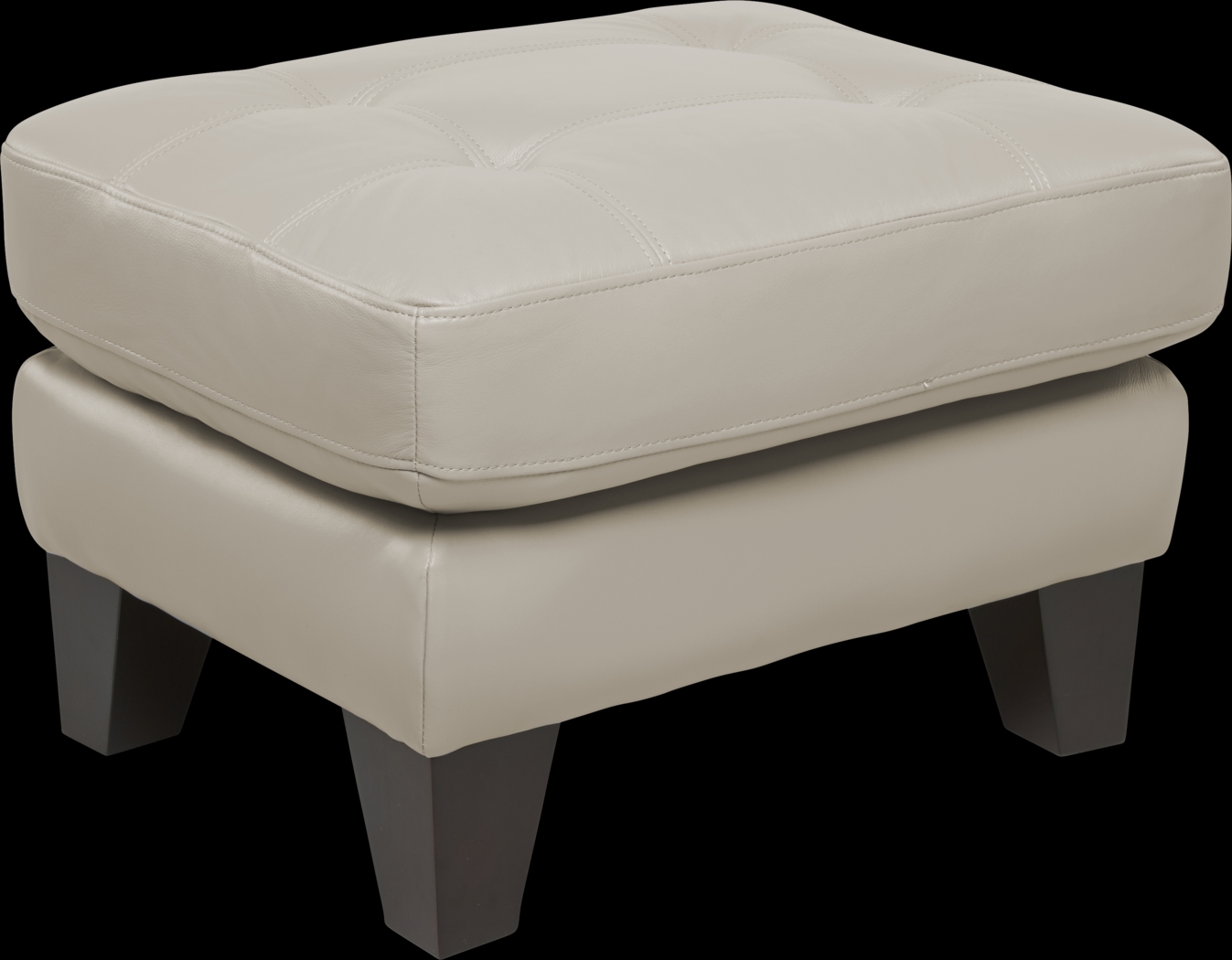 Livorno Beige Leather Ottoman - Thumbnail - Image 1