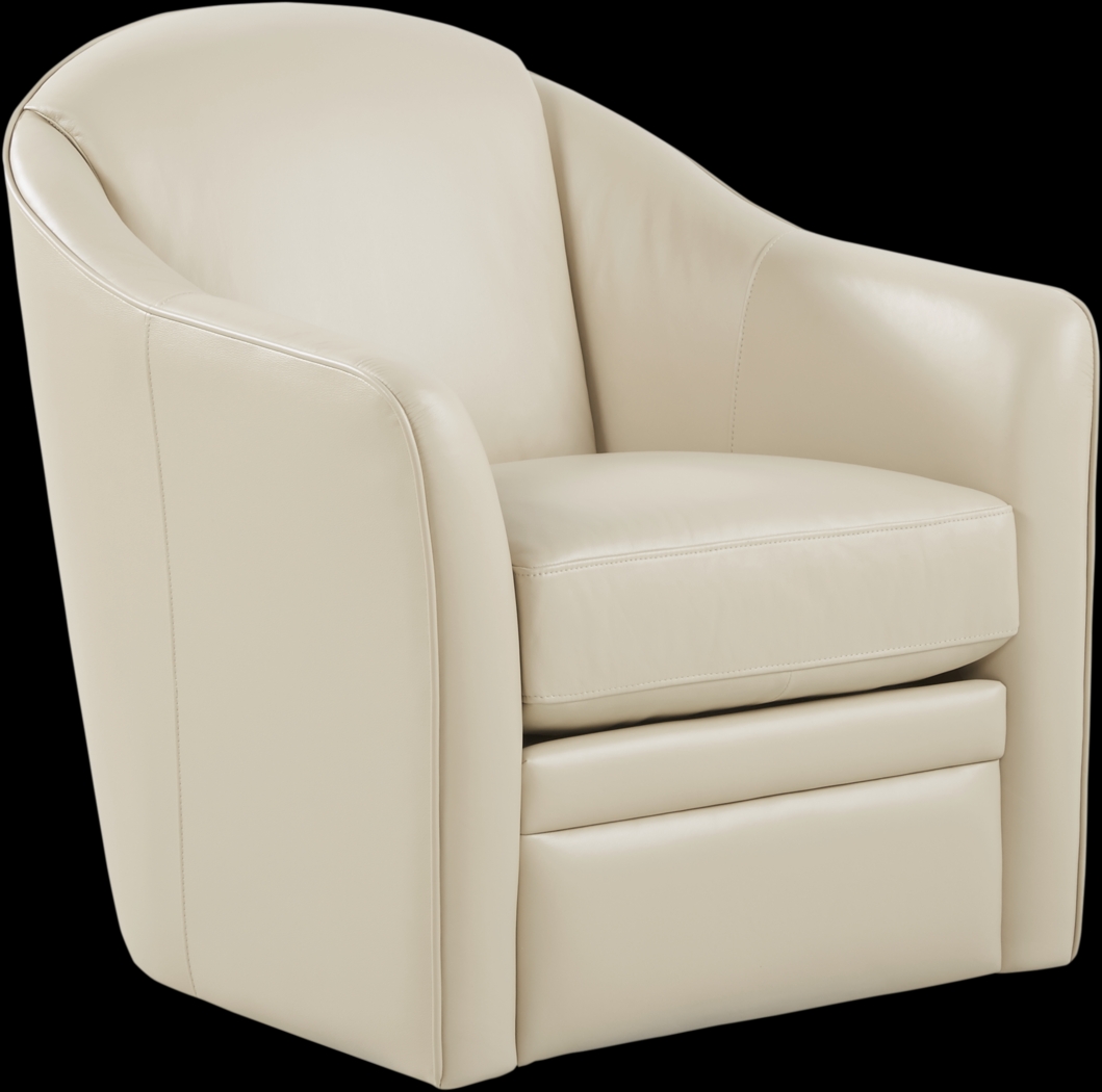 Livorno Beige Leather Swivel Chair - Thumbnail - Image 1