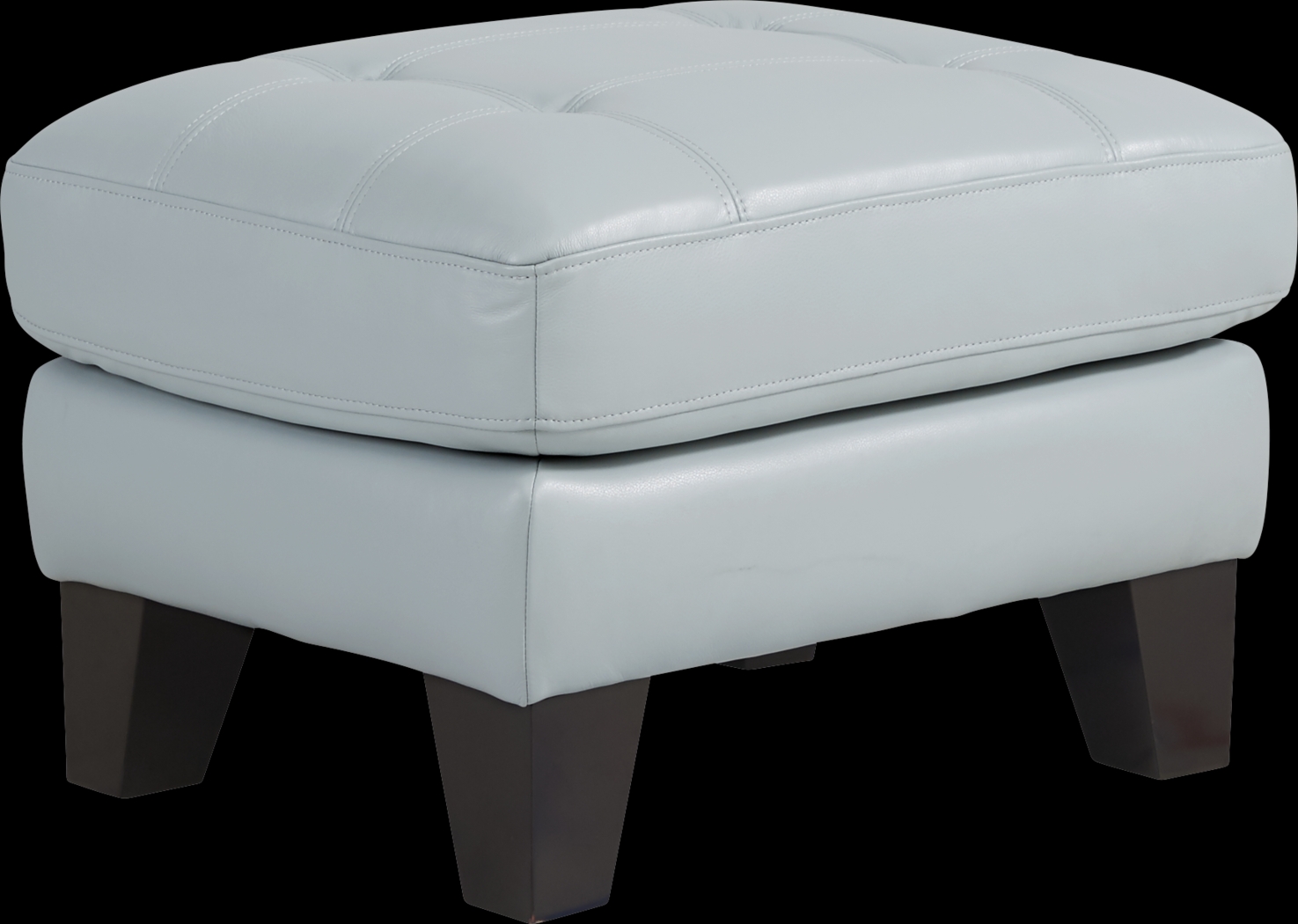 Livorno Lane Aqua Leather Ottoman - Thumbnail - Image 1