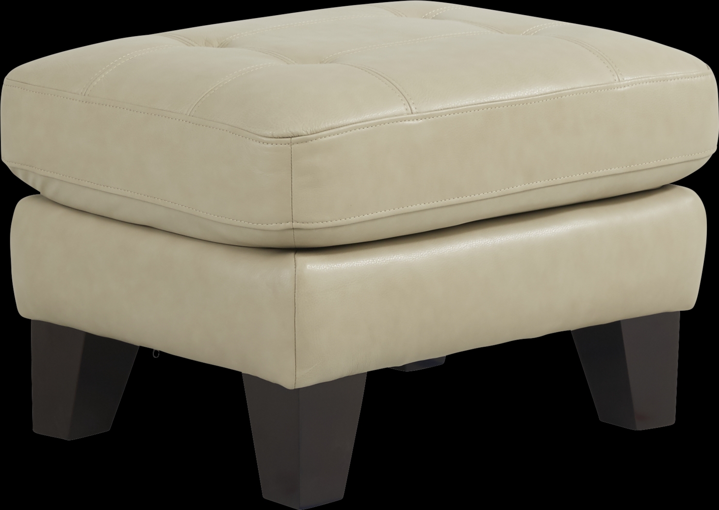 Livorno Lane Stone Leather Ottoman - Thumbnail - Image 1