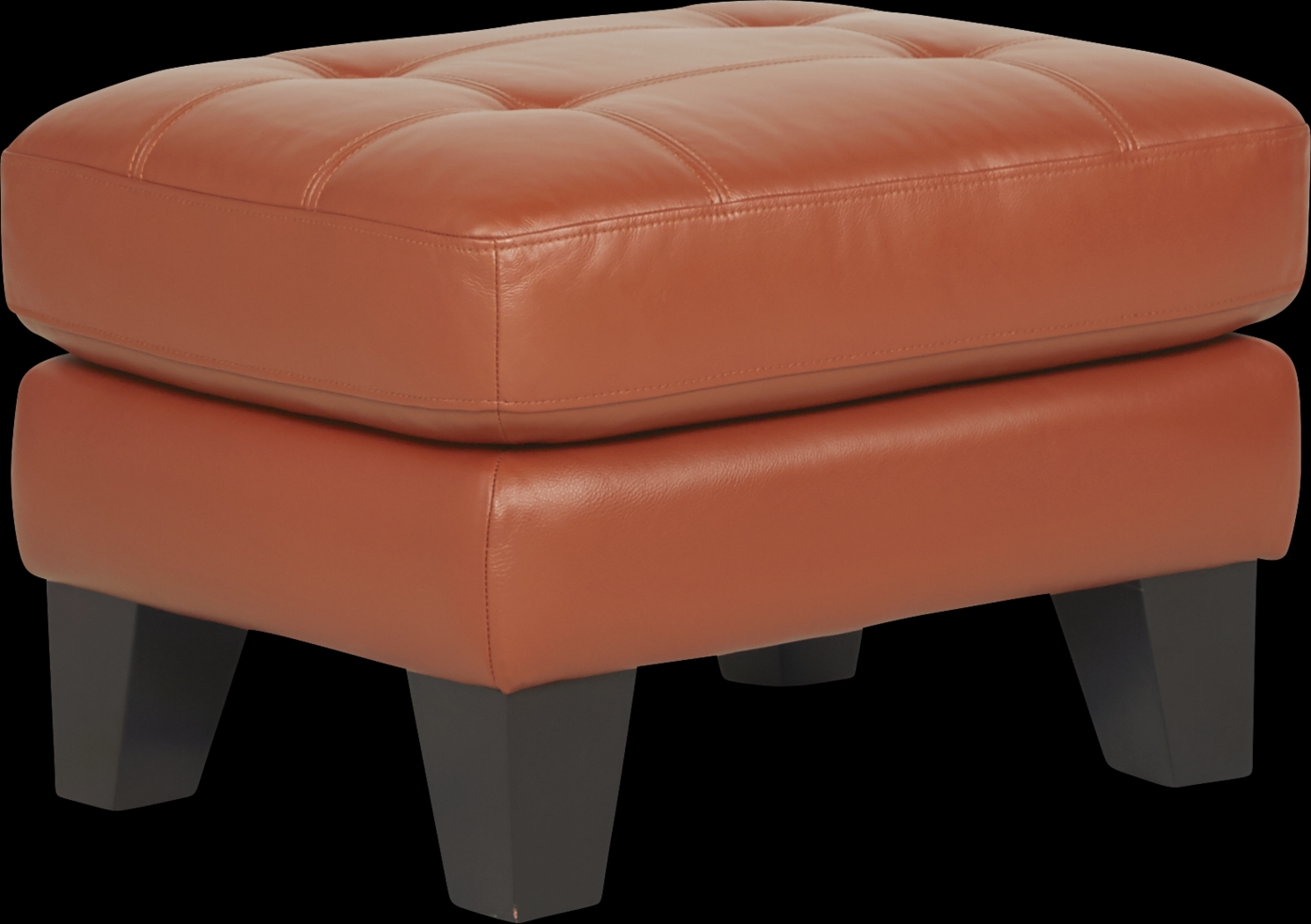 Livorno Papaya Leather Ottoman - Thumbnail - Image 1