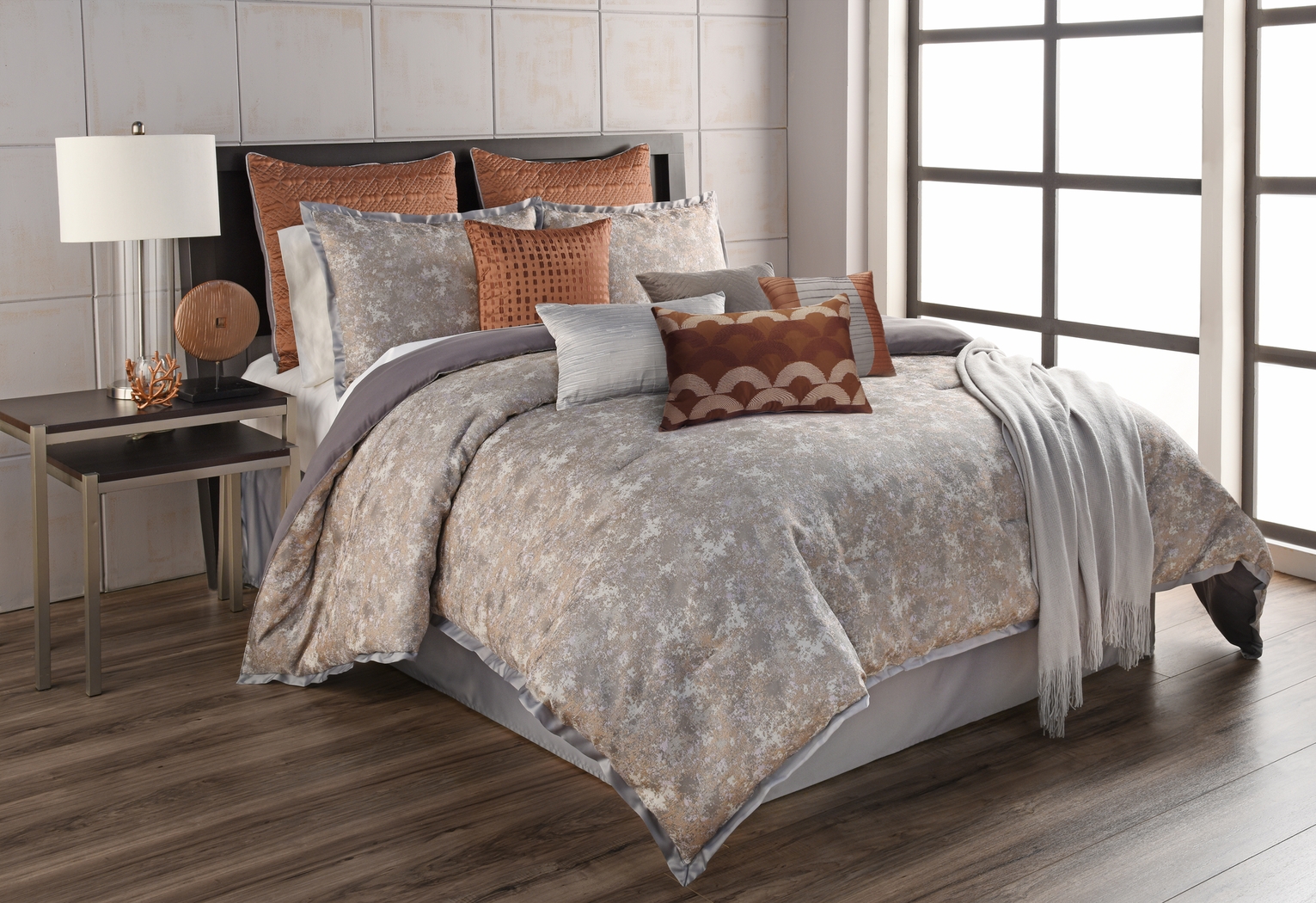 Liyana Gray 12 Pc Queen Comforter Set - Thumbnail - Image 1