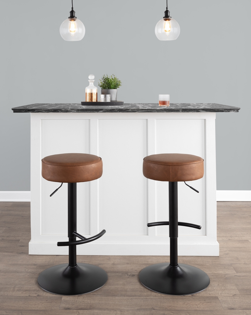 Lizlynn I Camel Adjustable Barstool, Set of 2 - Thumbnail - Image 2