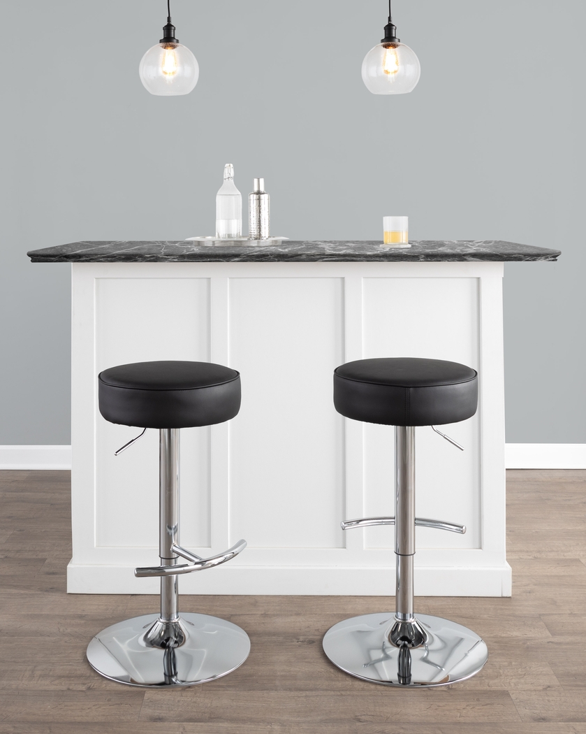 Lizlynn II Black Adjustable Barstool, Set of 2 - Thumbnail - Image 2