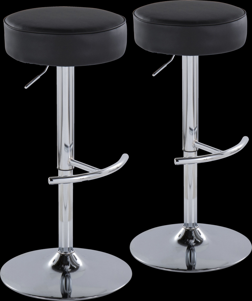 Lizlynn II Black Adjustable Barstool, Set of 2 - Thumbnail - Image 1