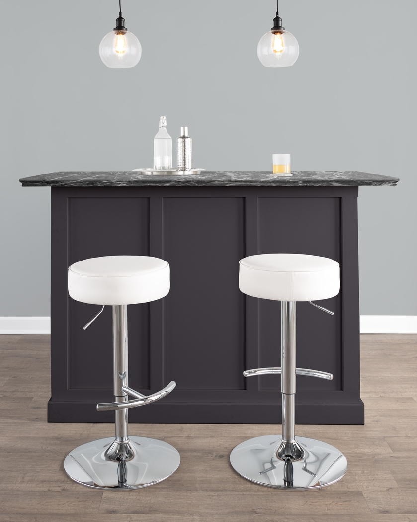 Lizlynn II White Adjustable Barstool, Set of 2 - Thumbnail - Image 2