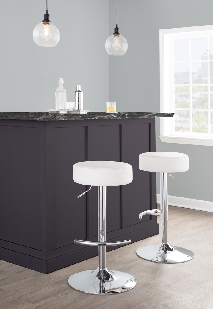 Lizlynn II White Adjustable Barstool, Set of 2 - Thumbnail - Image 3
