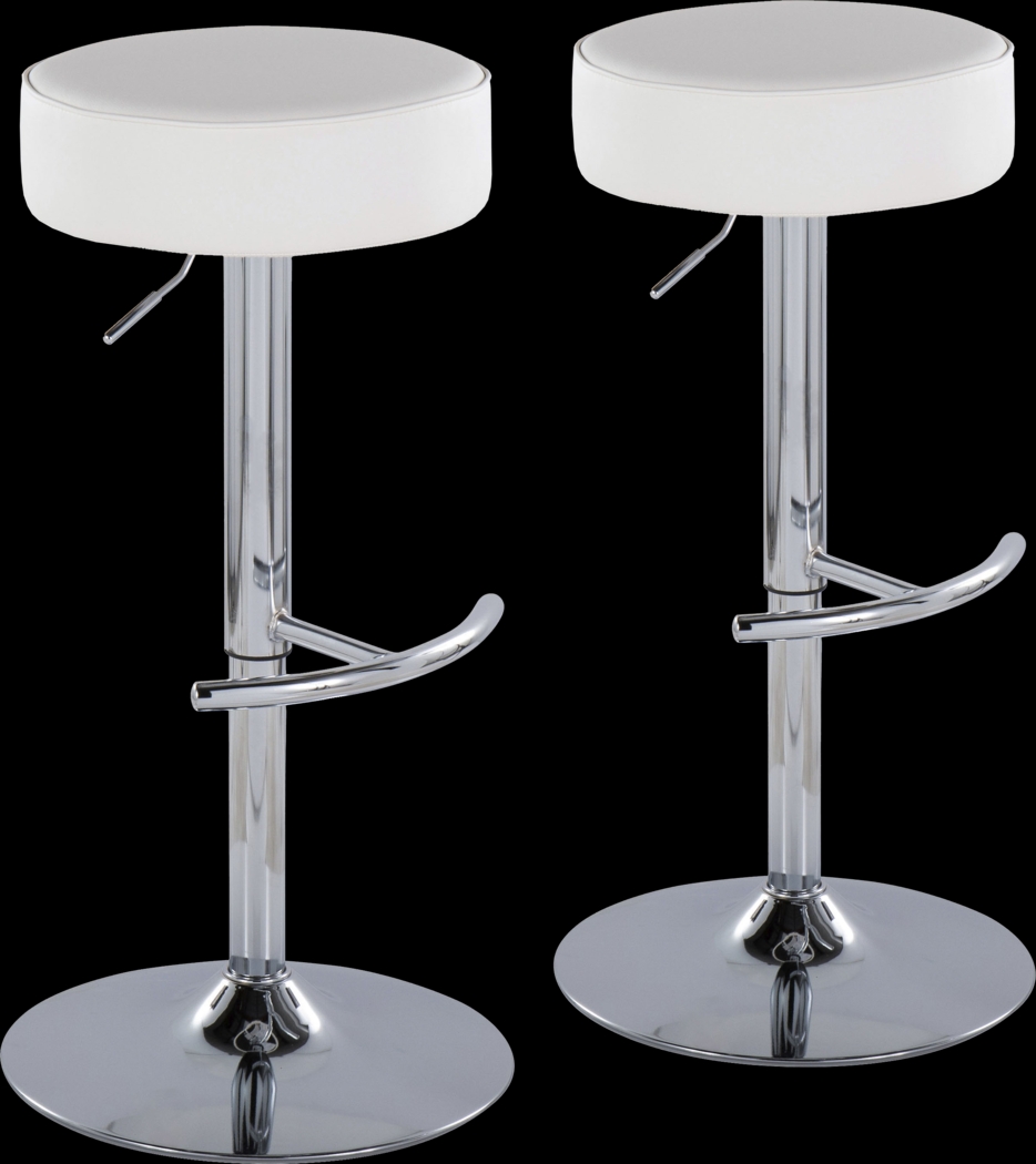 Lizlynn II White Adjustable Barstool, Set of 2 - Thumbnail - Image 1
