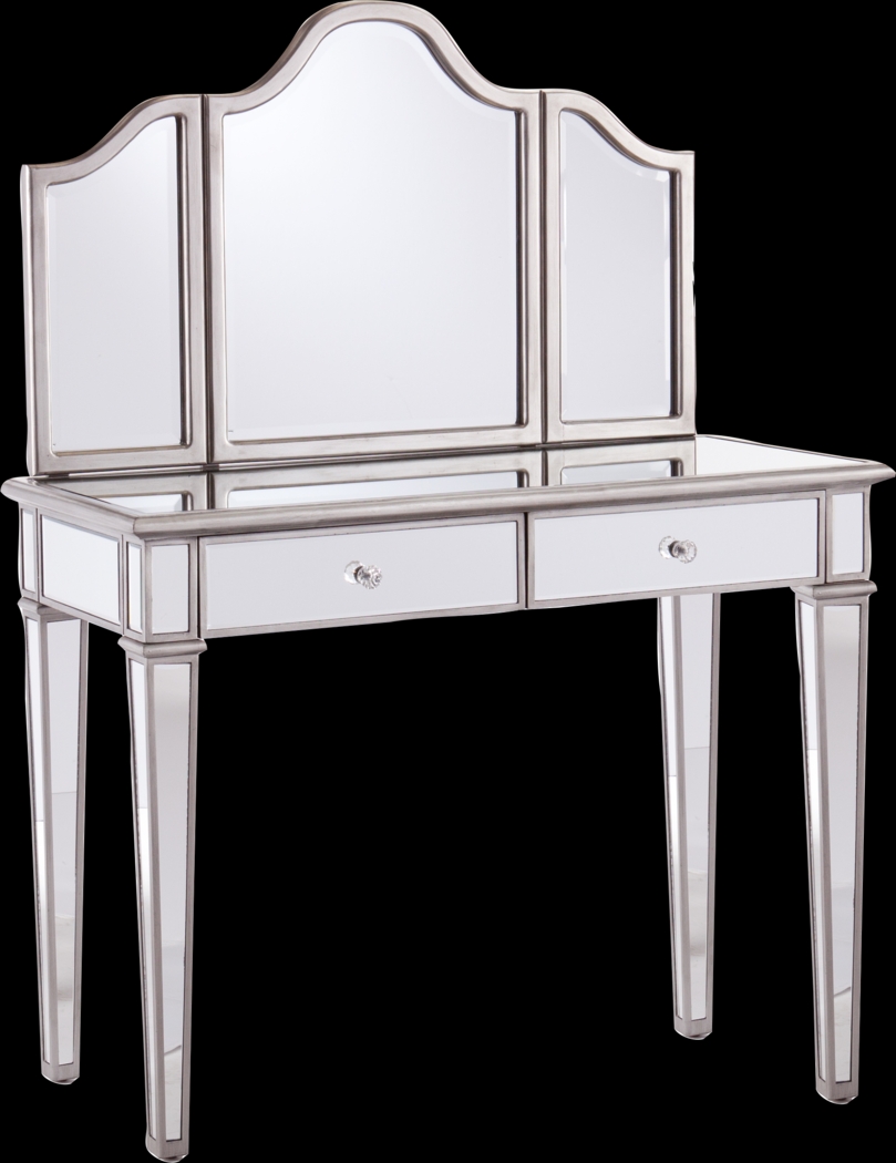 Llanfair Silver Vanity with Mirror 2pc Set - Thumbnail - Image 1