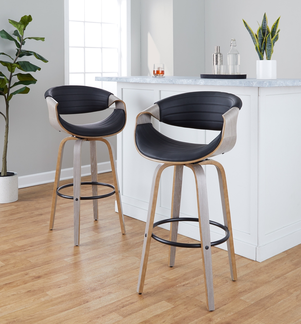 Loblolly I Black Swivel Barstool, Set of 2 - Thumbnail - Image 2