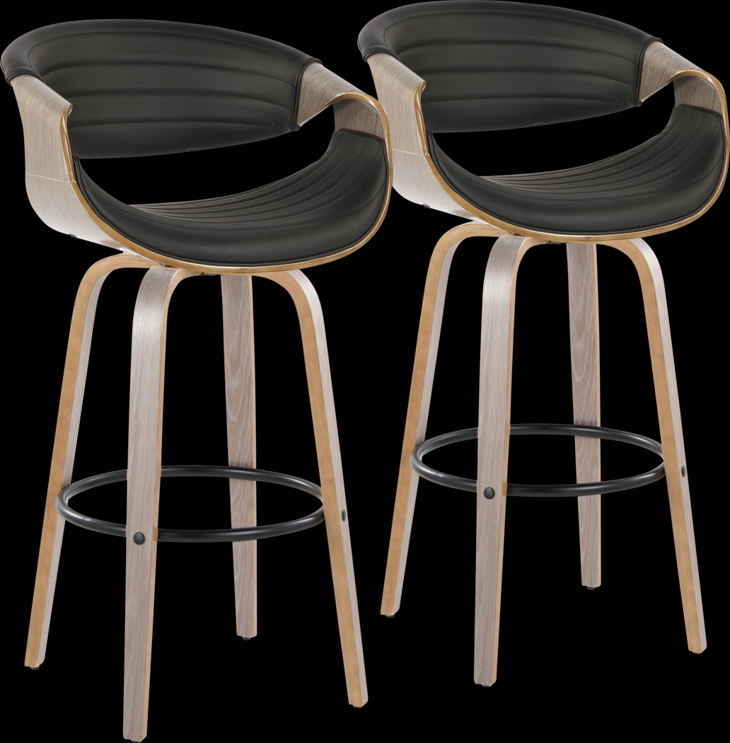 Loblolly I Black Swivel Barstool, Set of 2 - Thumbnail - Image 1