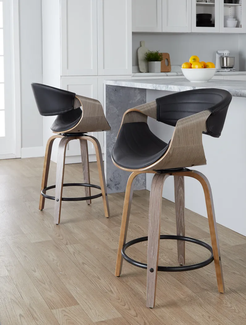 Loblolly I Black Swivel Counter Height Stool, Set of 2 - Thumbnail - Image 2