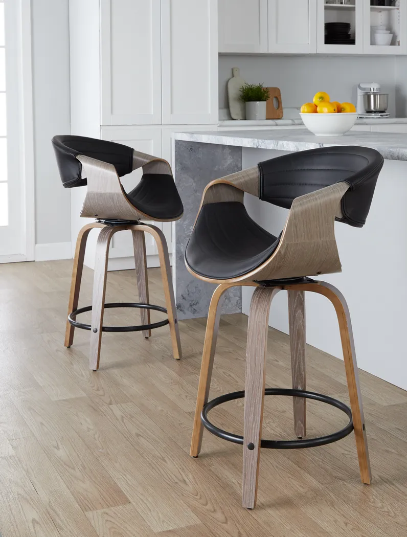 Loblolly I Black Swivel Counter Height Stool, Set of 2 - Thumbnail - Image 9