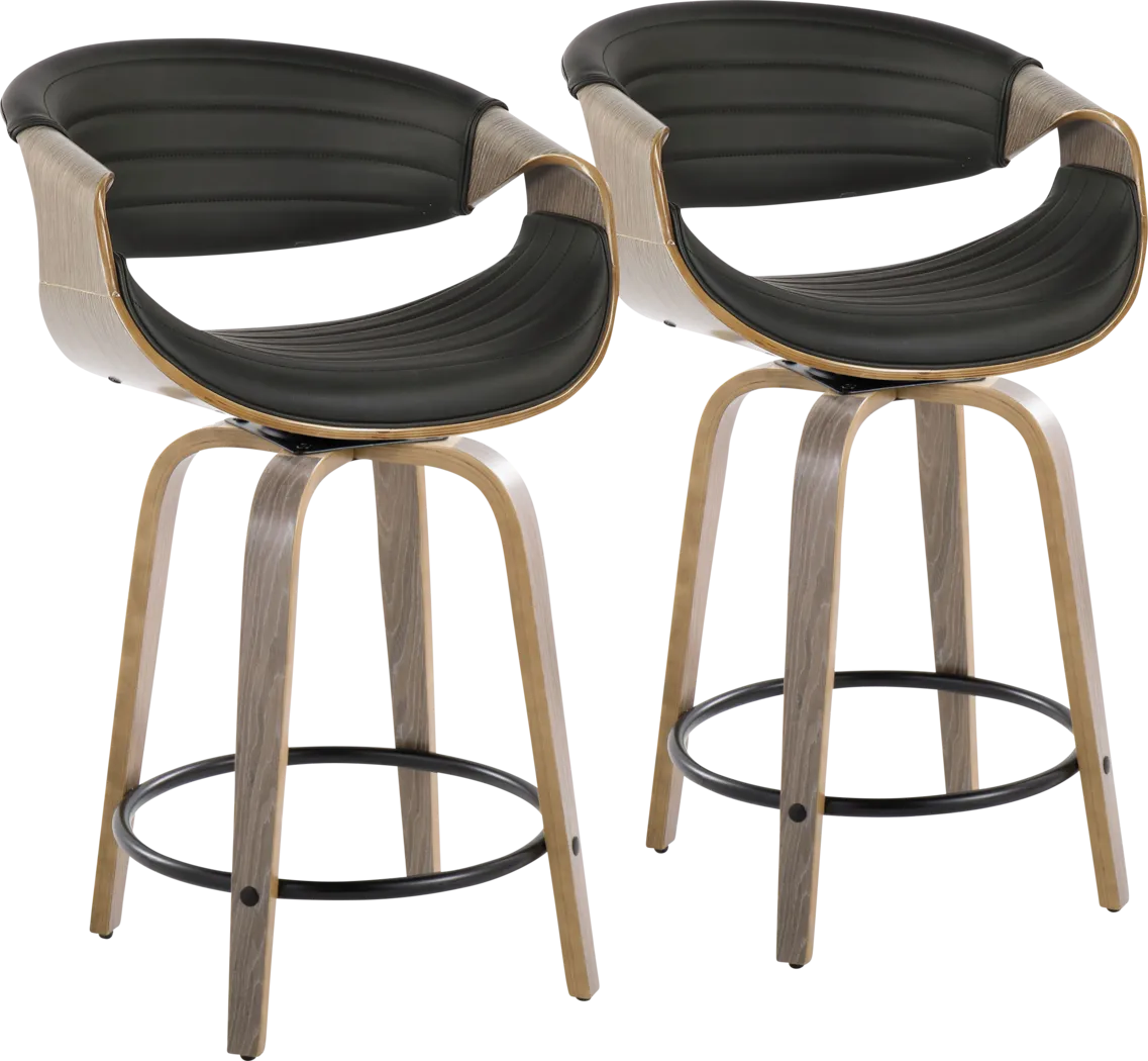 Loblolly I Black Swivel Counter Height Stool, Set of 2 - Thumbnail - Image 1