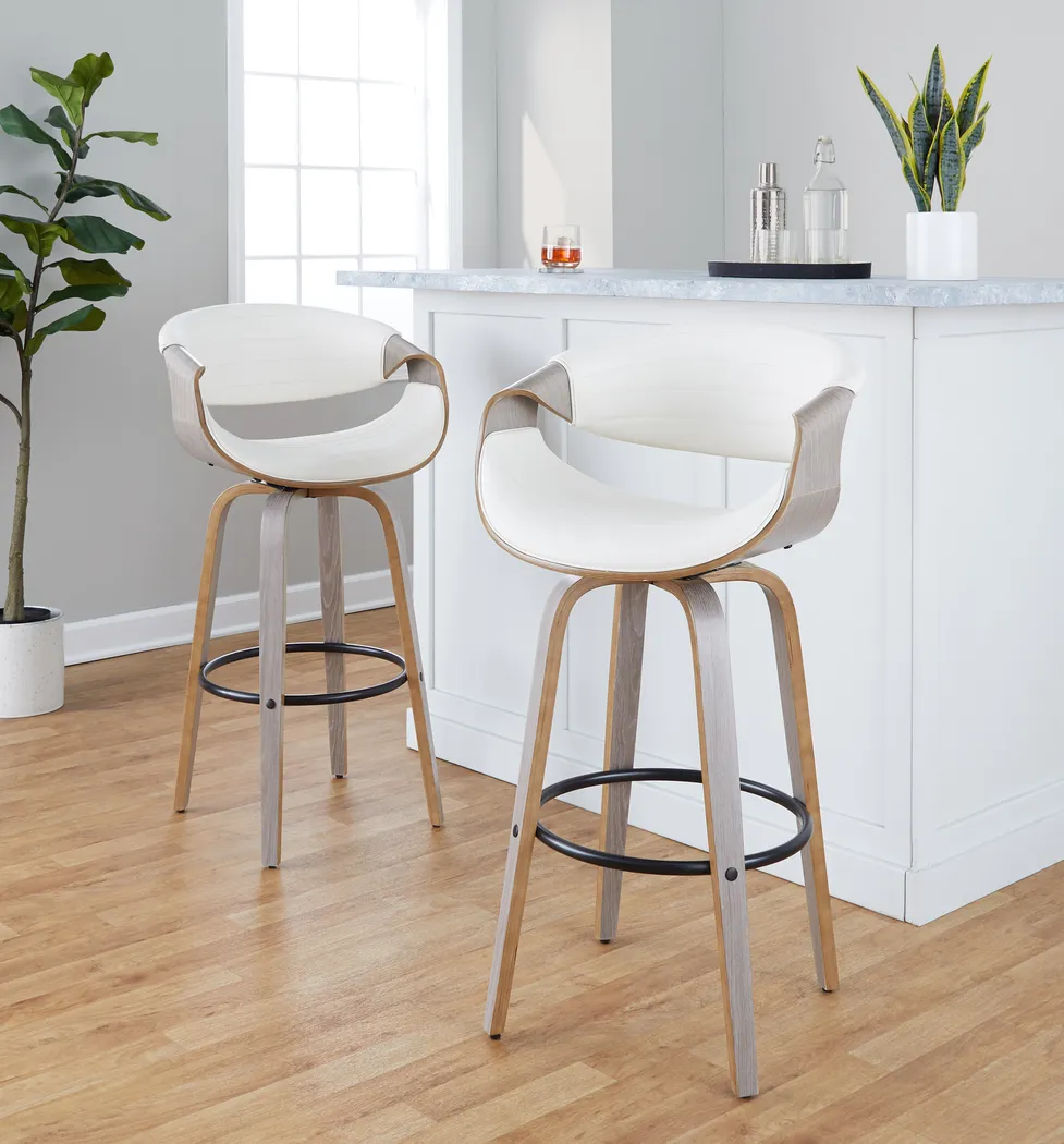 Loblolly I White Swivel Barstool, Set of 2 - Thumbnail - Image 2