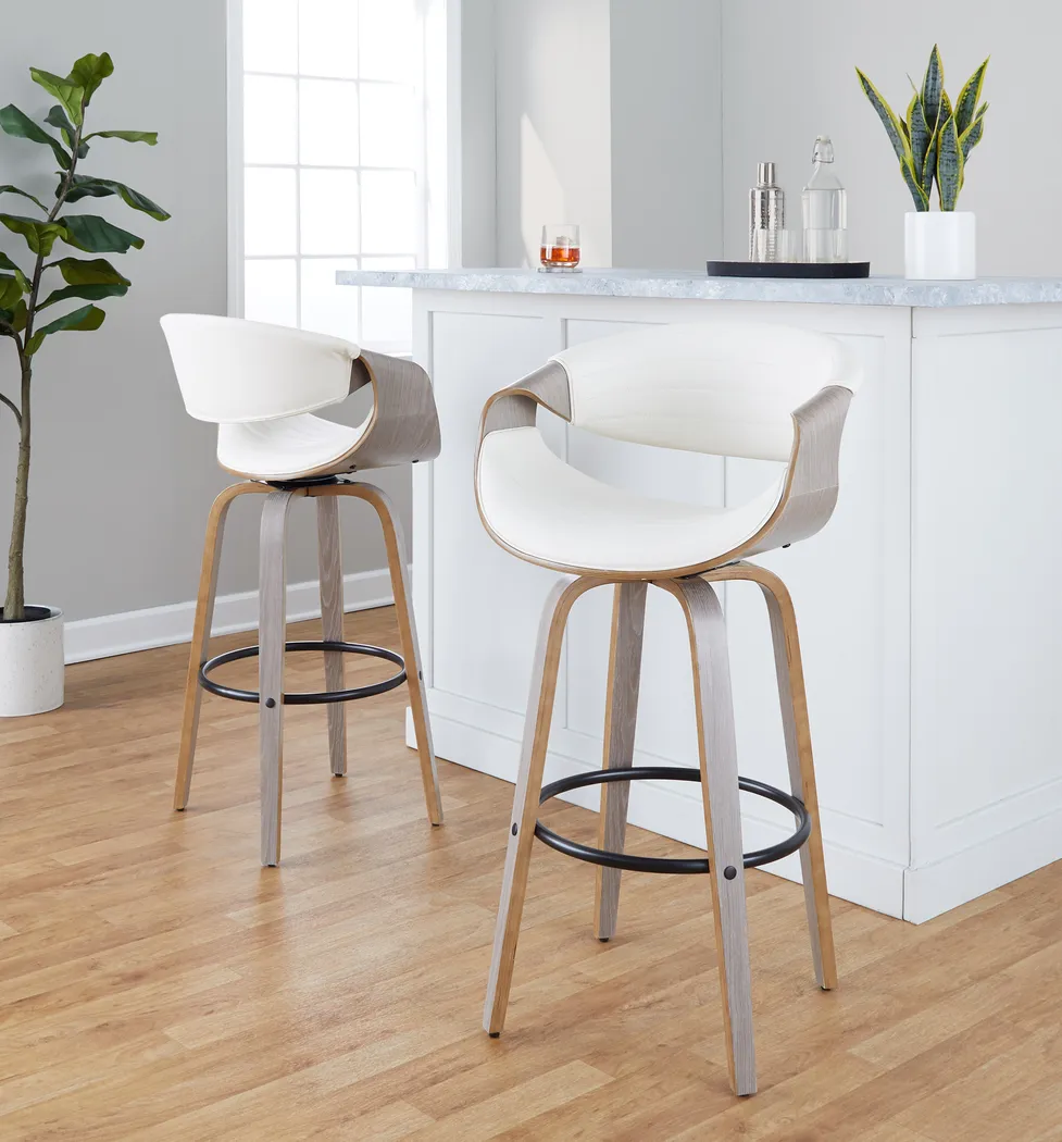 Loblolly I White Swivel Barstool, Set of 2 - Thumbnail - Image 9