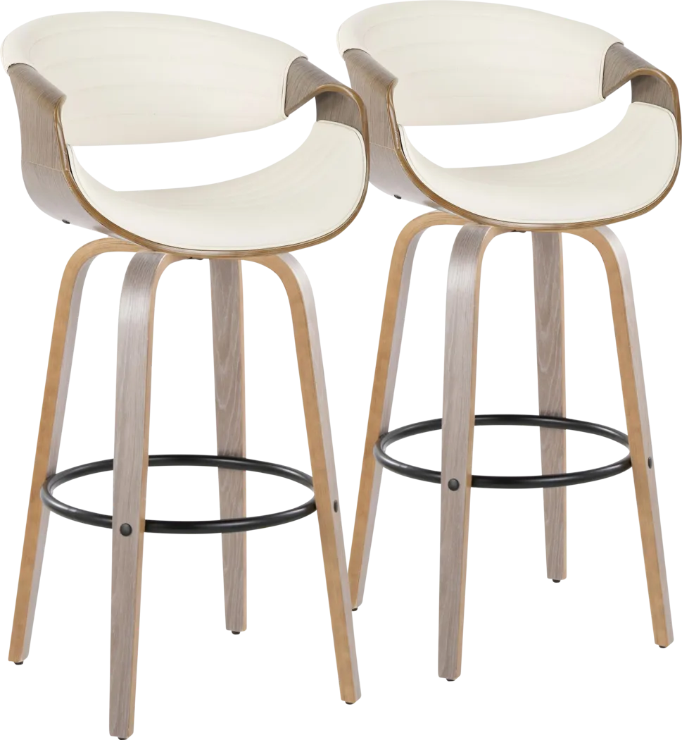 Loblolly I White Swivel Barstool, Set of 2 - Thumbnail - Image 1