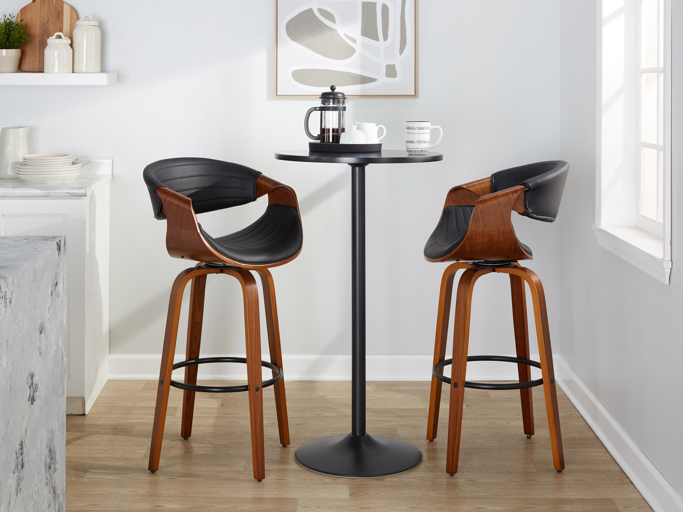 Loblolly II Black Swivel Barstool, Set of 2 - Thumbnail - Image 10
