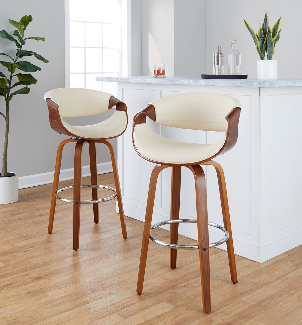 Loblolly III Cream Swivel Barstool, Set of 2 - Thumbnail - Image 2