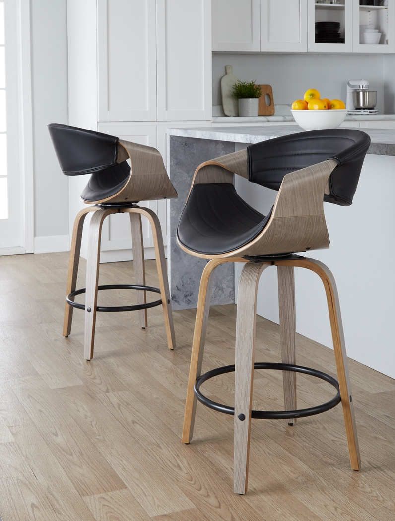 Loblolly IV Black Swivel Counter Height Stool, Set of 2 - Thumbnail - Image 2