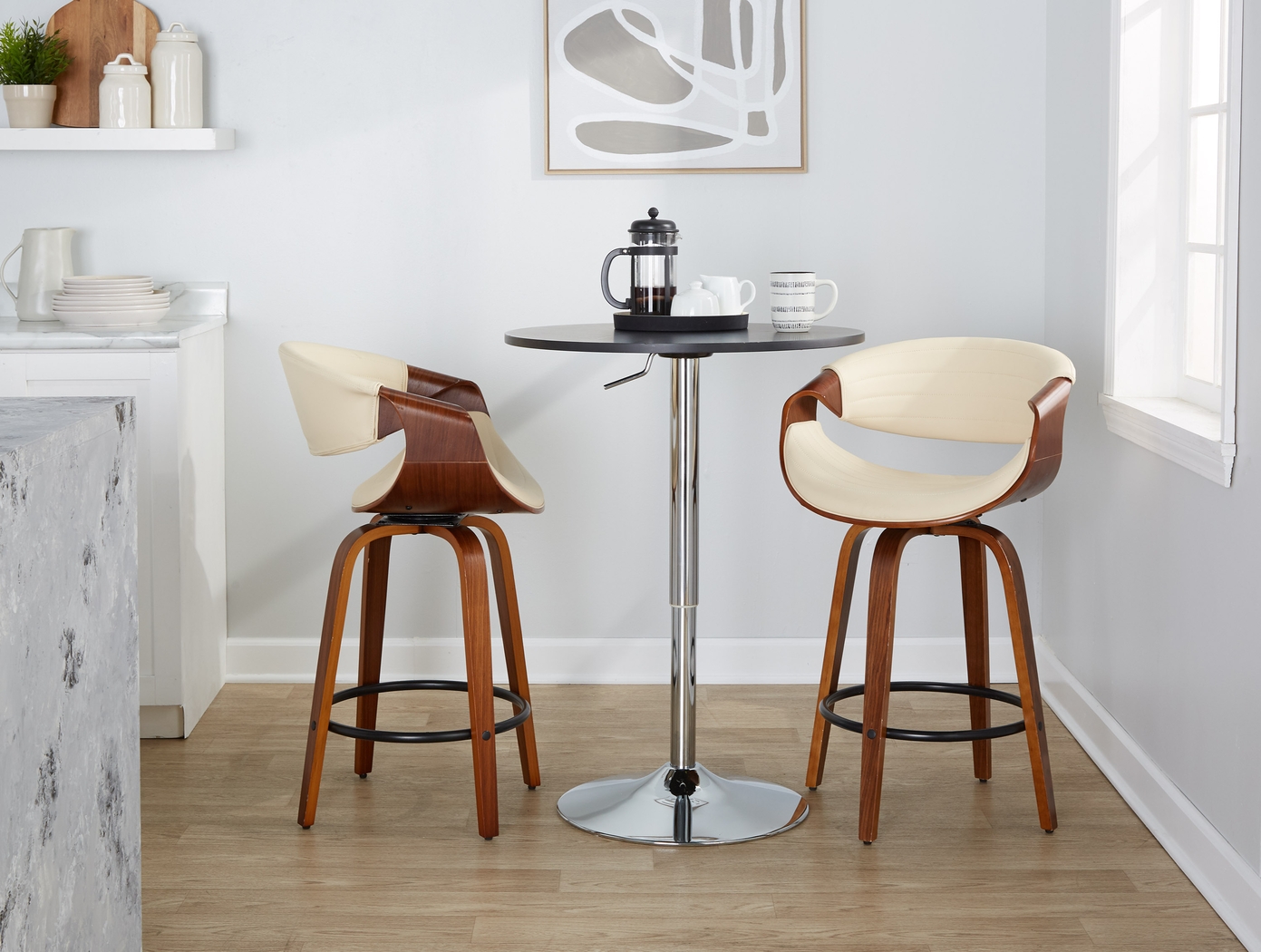Loblolly V Cream Swivel Counter Height Stool, Set of 2 - Thumbnail - Image 2
