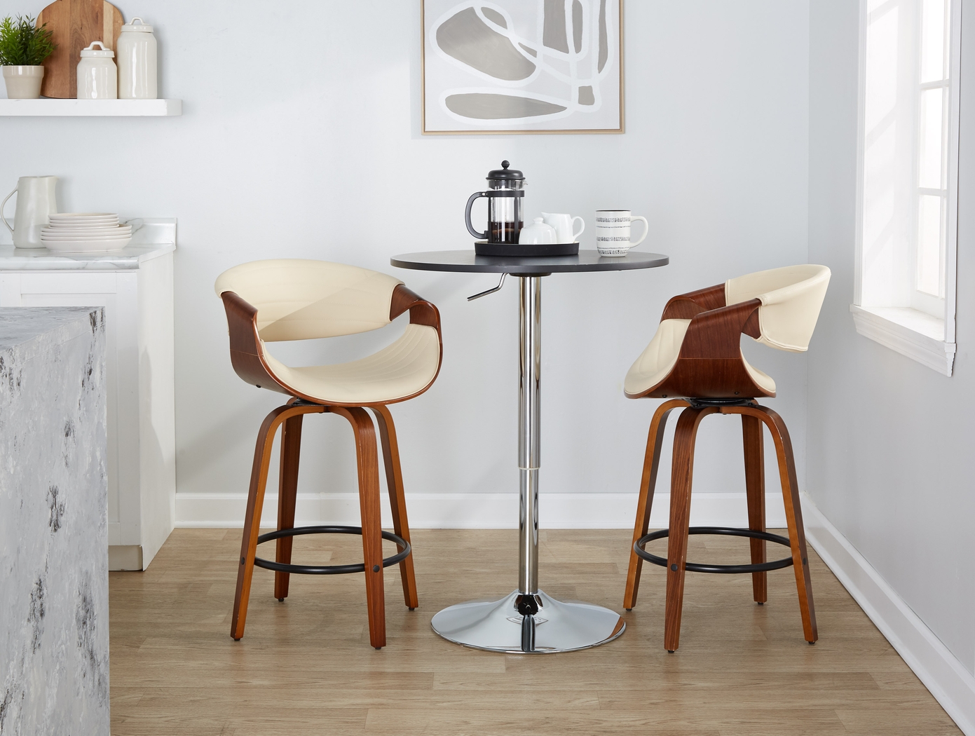 Loblolly V Cream Swivel Counter Height Stool, Set of 2 - Thumbnail - Image 9
