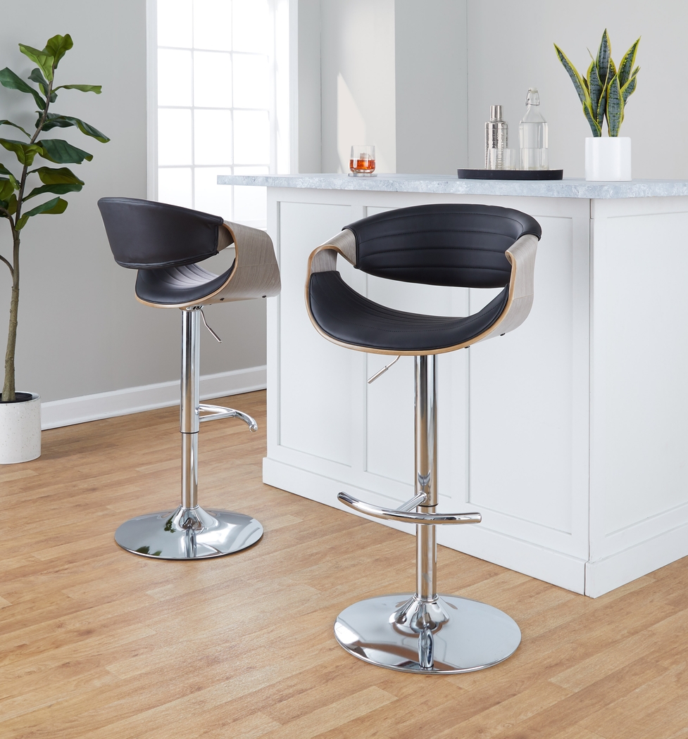 Loblolly VIII Black Adjustable Barstool, Set of 2 - Thumbnail - Image 2