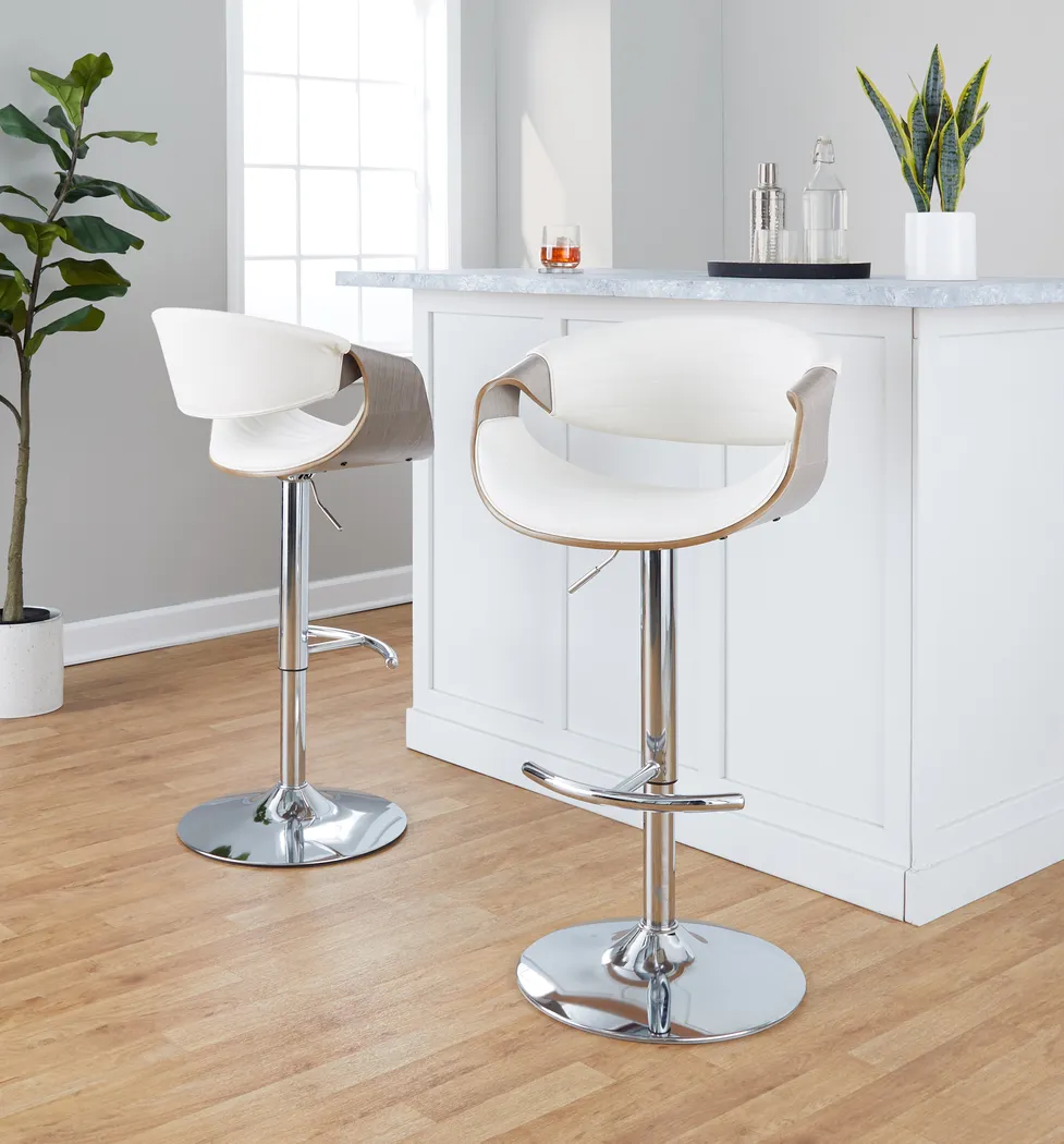 Loblolly VIII White Adjustable Barstool, Set of 2 - Thumbnail - Image 2