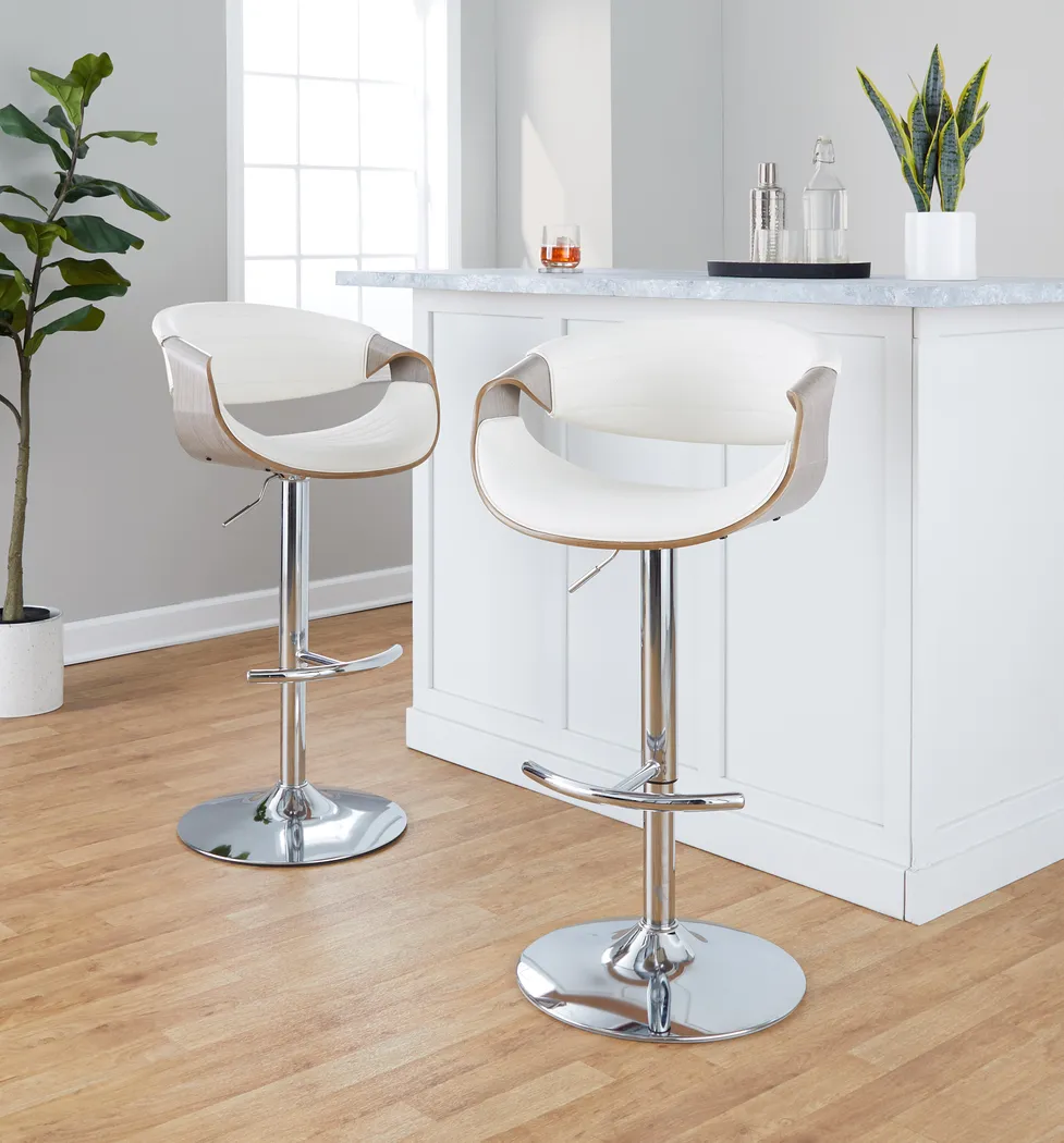 Loblolly VIII White Adjustable Barstool, Set of 2 - Thumbnail - Image 9