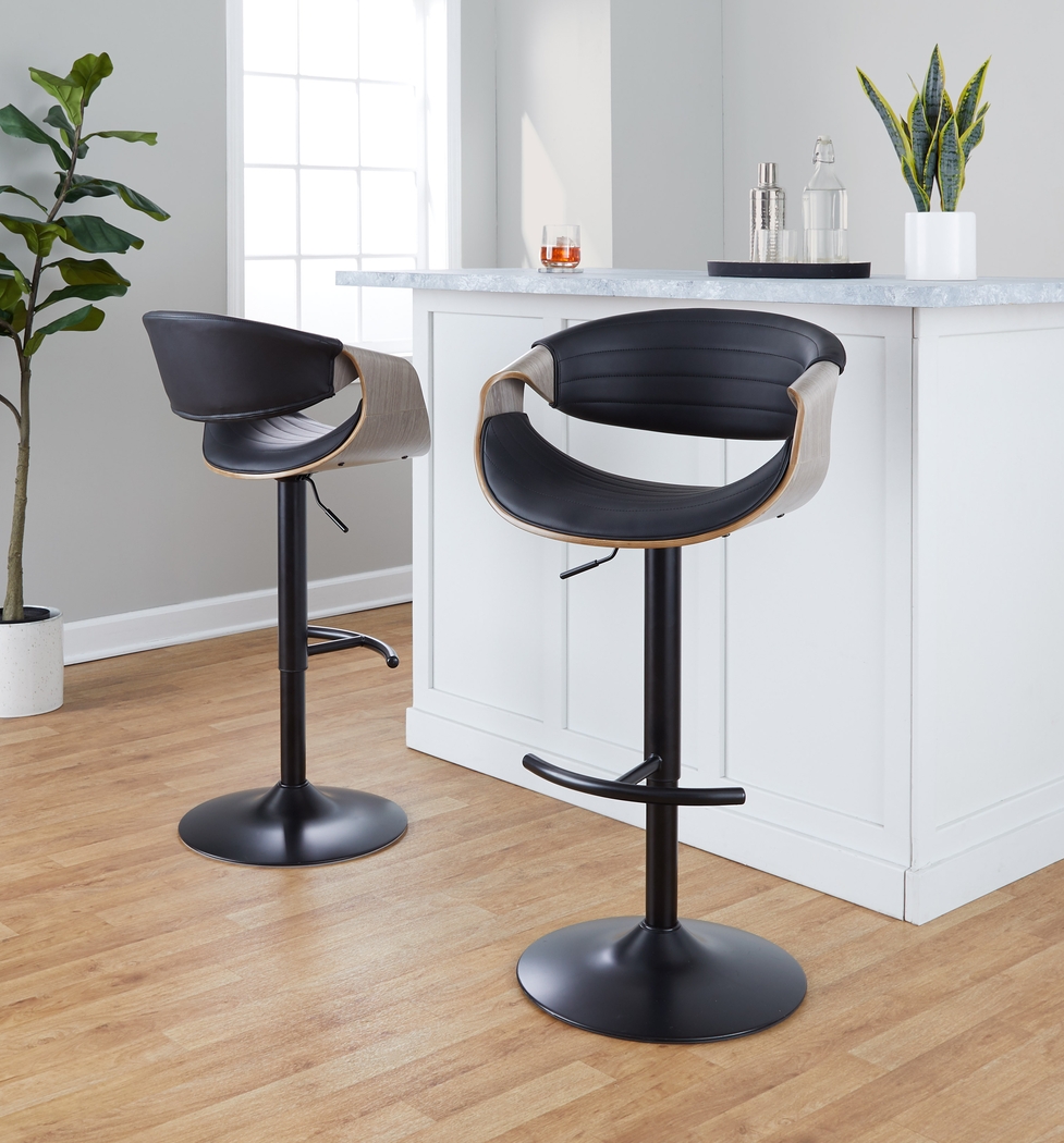 Loblolly X Black Adjustable Barstool, Set of 2 - Thumbnail - Image 2
