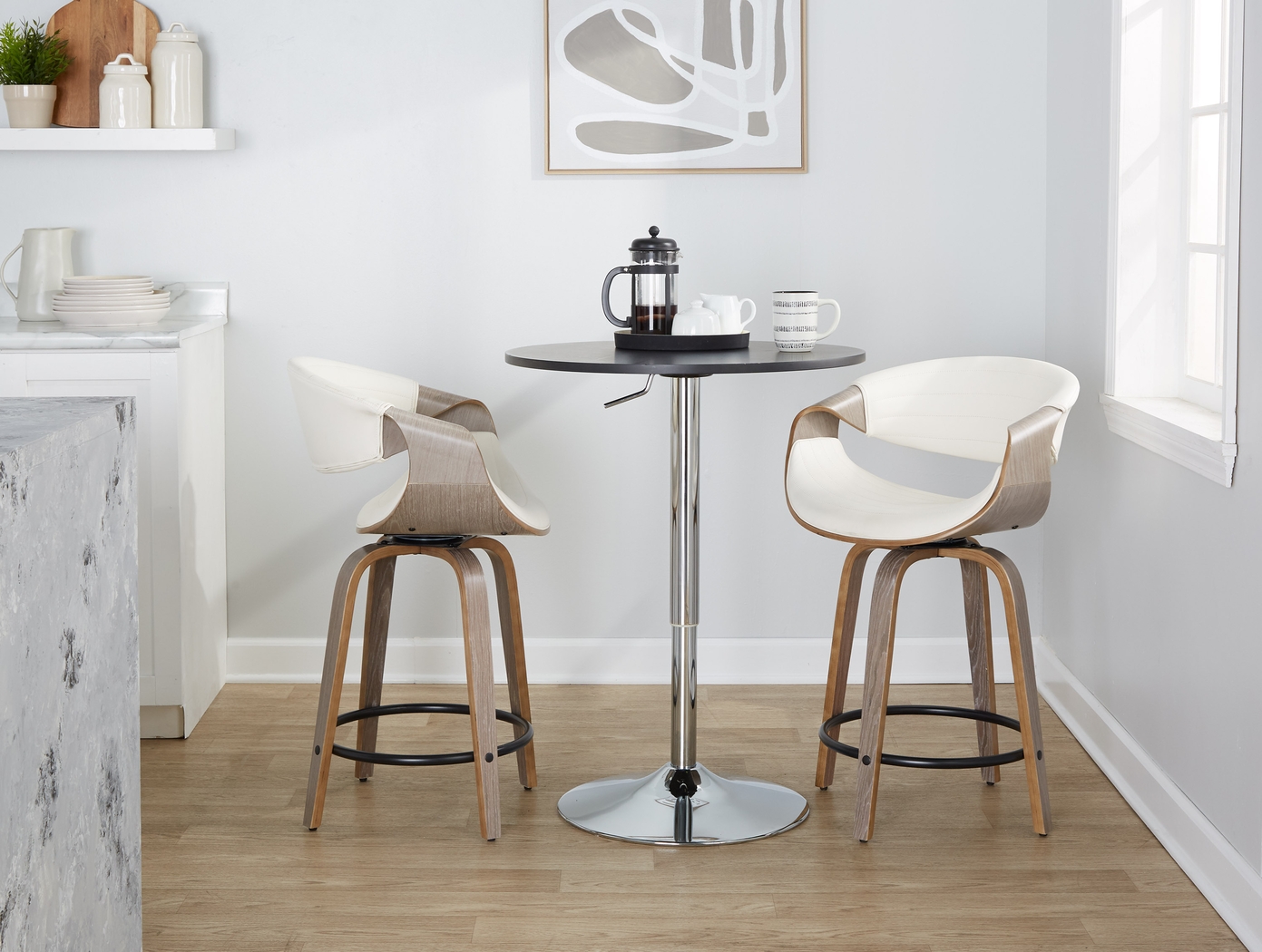 Lobolly I White Swivel Counter Height Stool, Set of 2 - Thumbnail - Image 2
