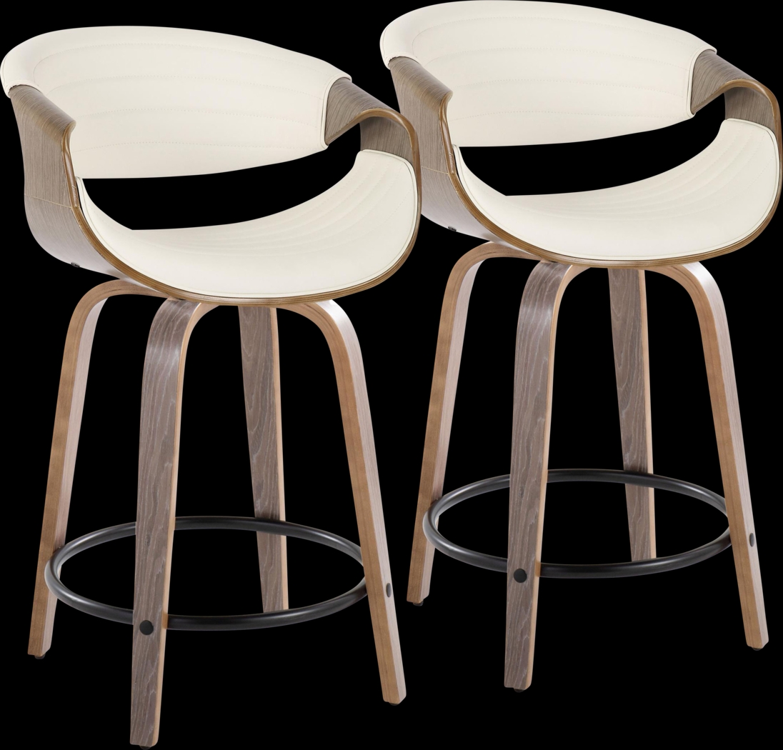 Lobolly I White Swivel Counter Height Stool, Set of 2 - Thumbnail - Image 1