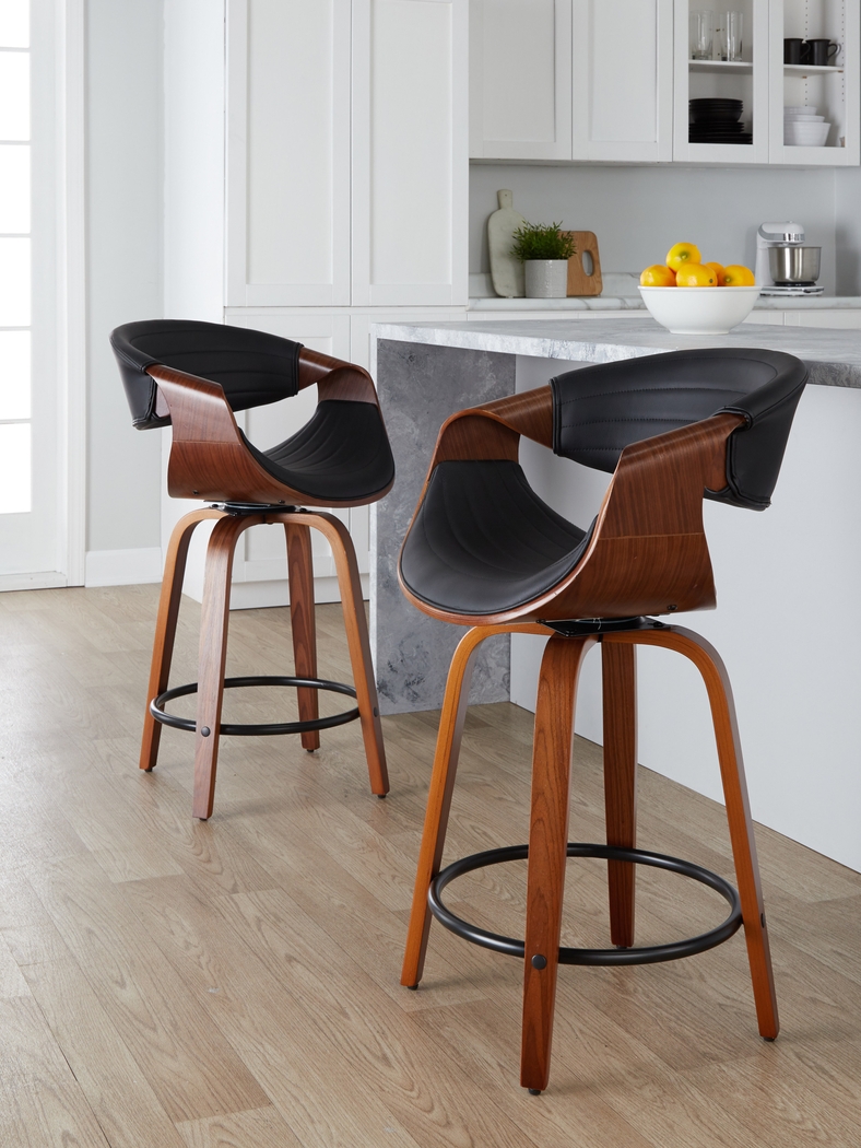 Lobolly II Black Swivel Counter Height Stool, Set of 2 - Thumbnail - Image 2