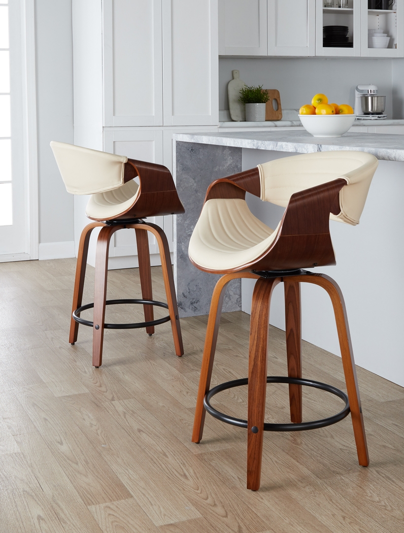 Lobolly II Cream Swivel Counter Height Stool, Set of 2 - Thumbnail - Image 2