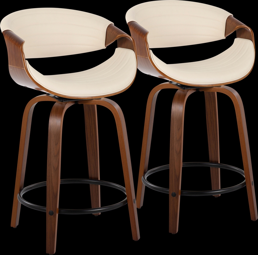 Lobolly II Cream Swivel Counter Height Stool, Set of 2 - Thumbnail - Image 1