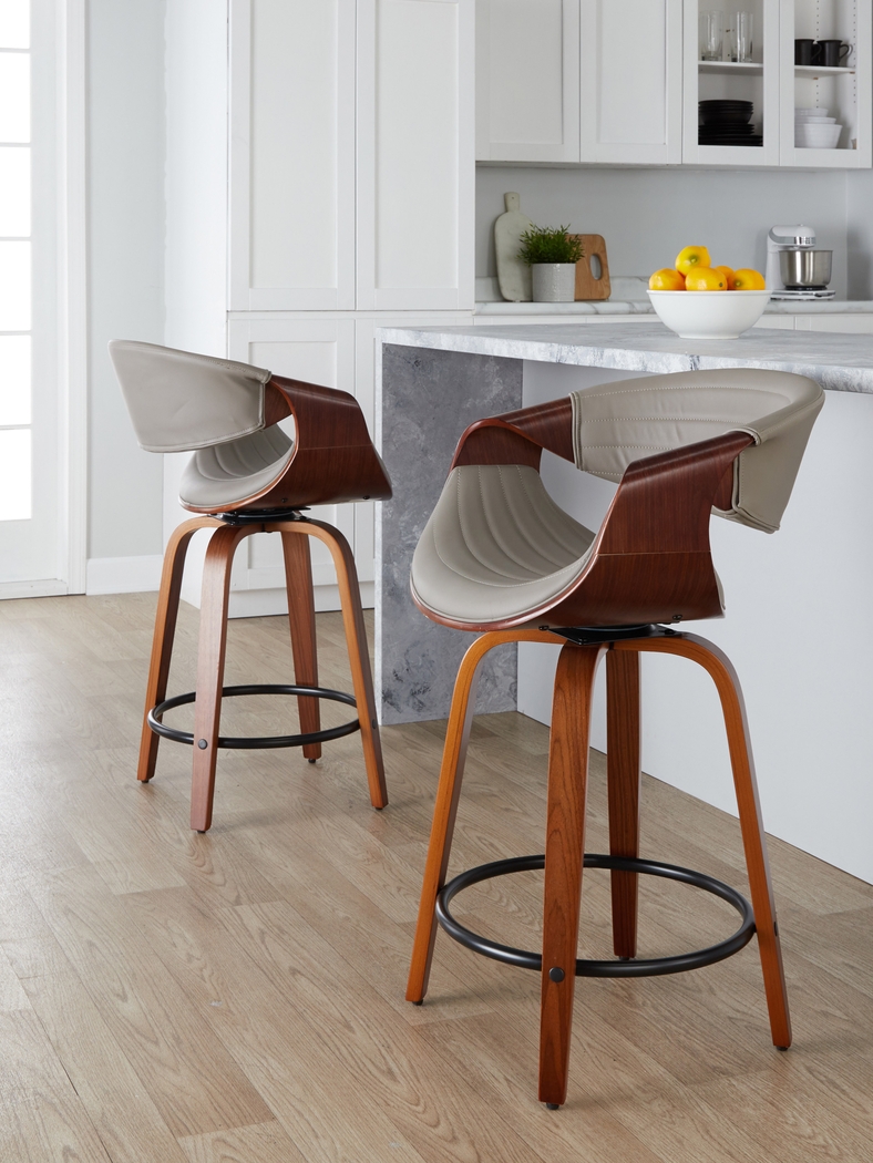 Lobolly II Gray Swivel Counter Height Stool, Set of 2 - Thumbnail - Image 2