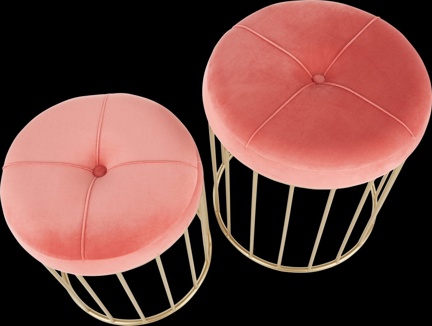 Lockerbie Pink Ottoman, Set of 2 - Thumbnail - Image 2