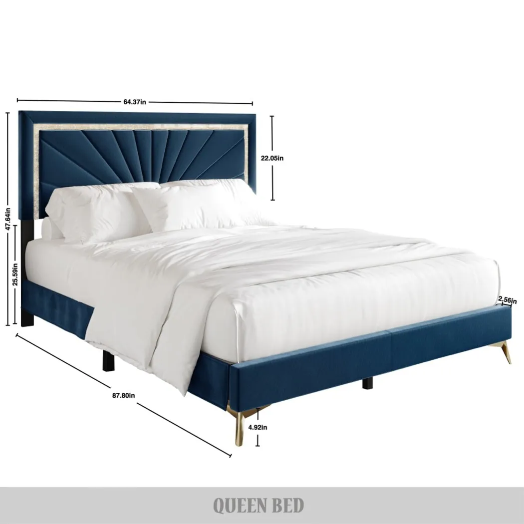 Locust Navy Blue Queen Bed - Thumbnail - Image 3