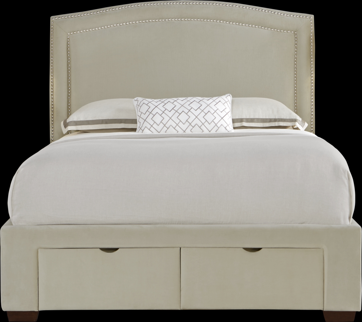 Loden Beige 3 Pc King Upholstered Bed with 2 Drawer Storage - Thumbnail - Image 1