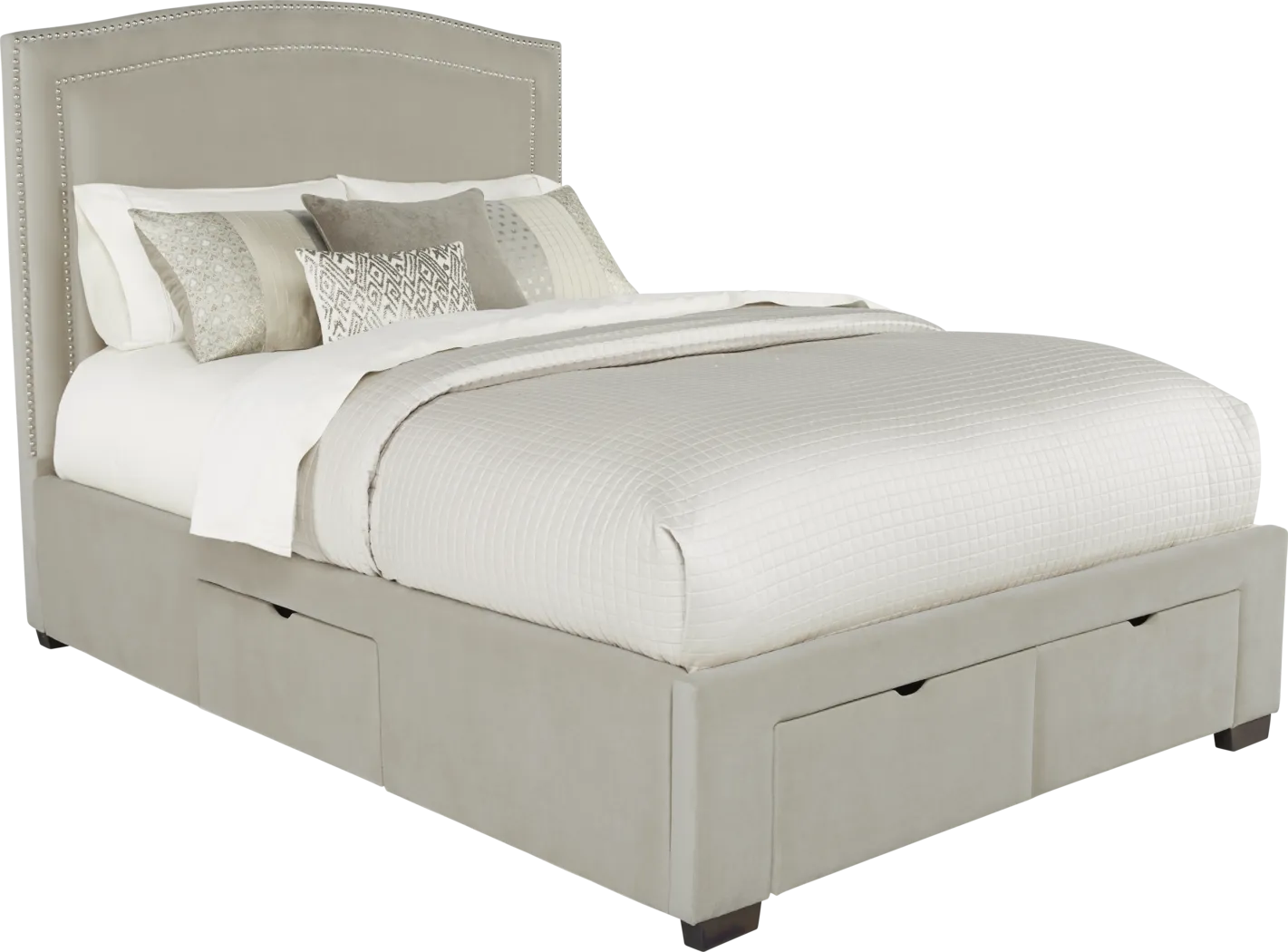 Loden Beige 3 Pc King Upholstered Bed with 4 Drawer Storage - Thumbnail - Image 1