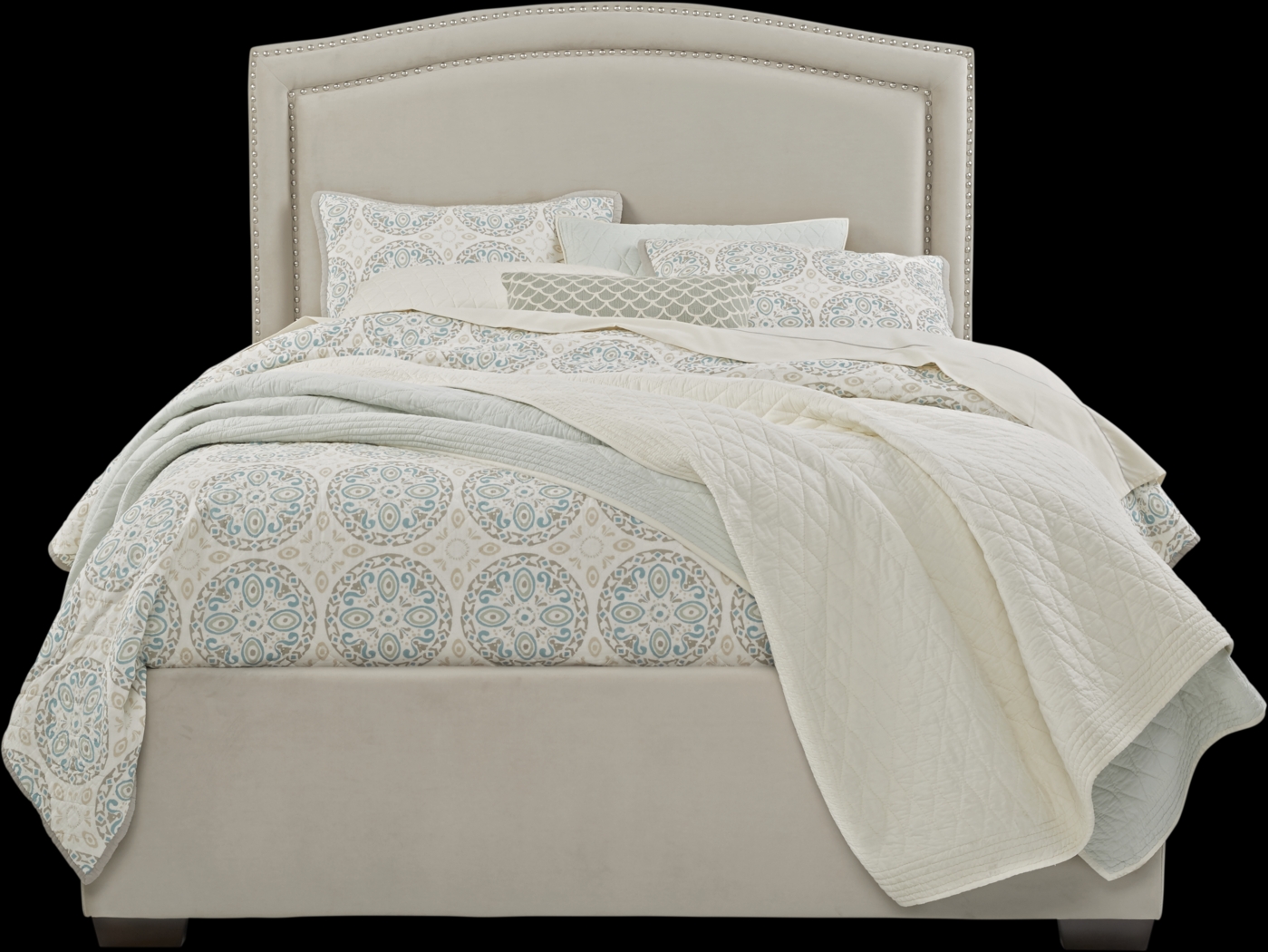 Loden Beige 3 Pc King Upholstered Bed - Thumbnail - Image 1