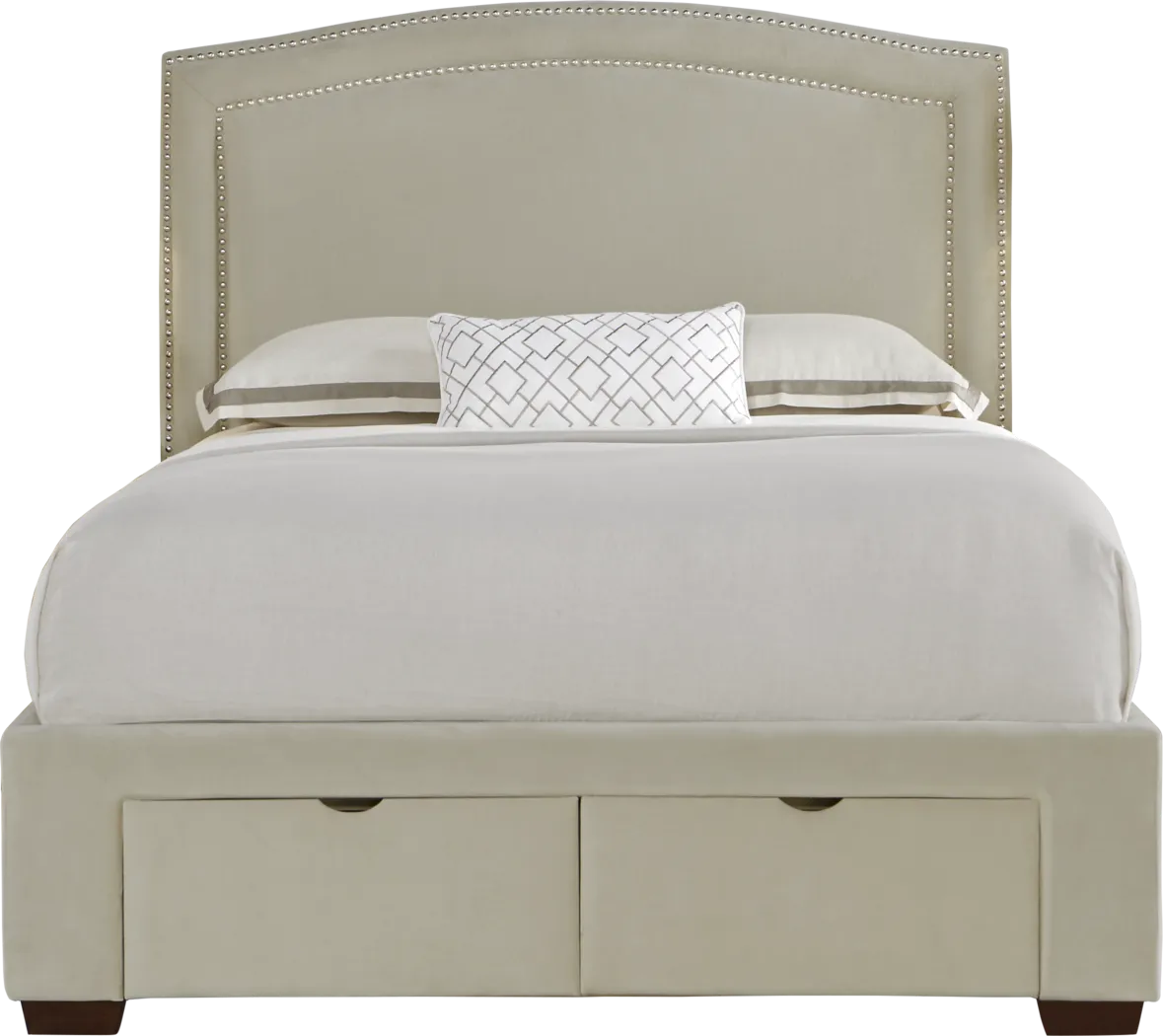 Loden Beige 3 Pc Queen Upholstered Bed with 2 Drawer Storage - Thumbnail - Image 1