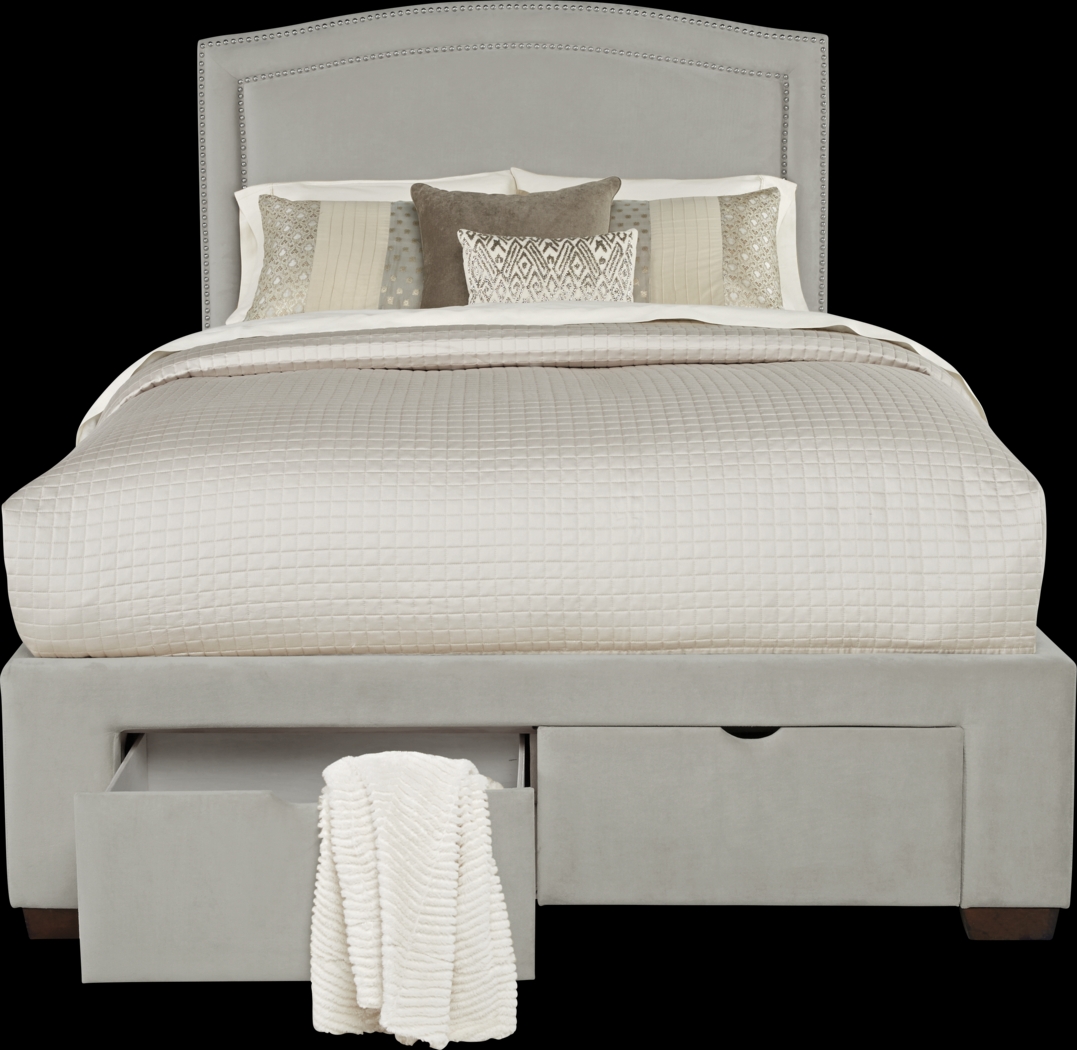 Loden Gray 3 Pc King Upholstered Bed with 2 Drawer Storage - Thumbnail - Image 2