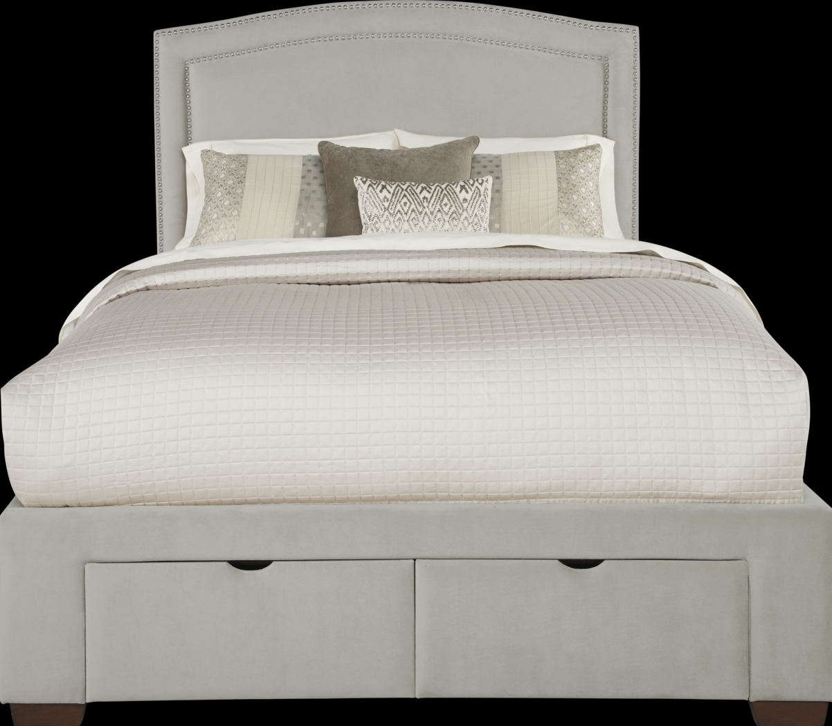 Loden Gray 3 Pc Queen Upholstered Bed with 2 Drawer Storage - Thumbnail - Image 1