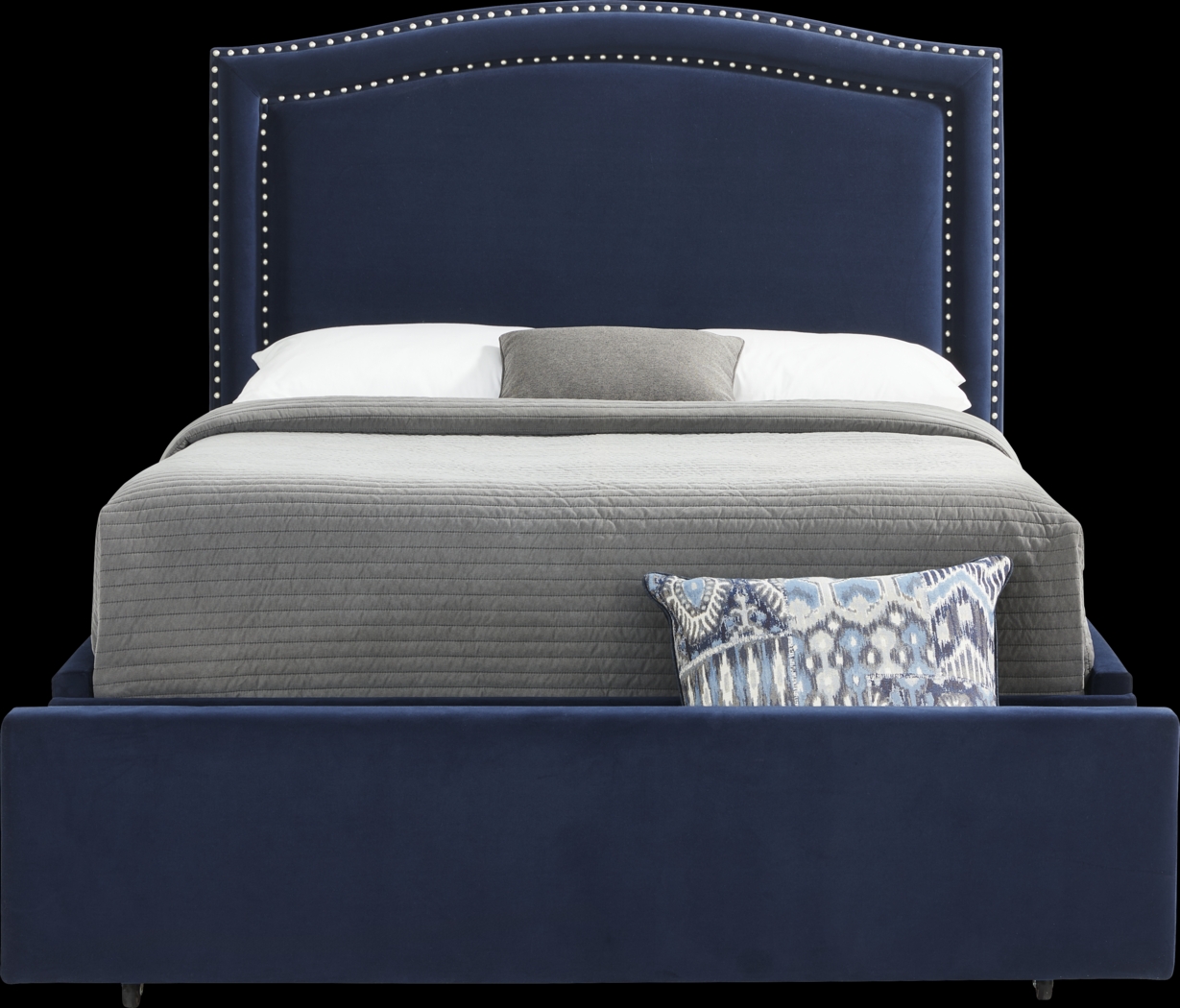 Loden II Blue 3 Pc King Upholstered Storage Bed - Thumbnail - Image 1