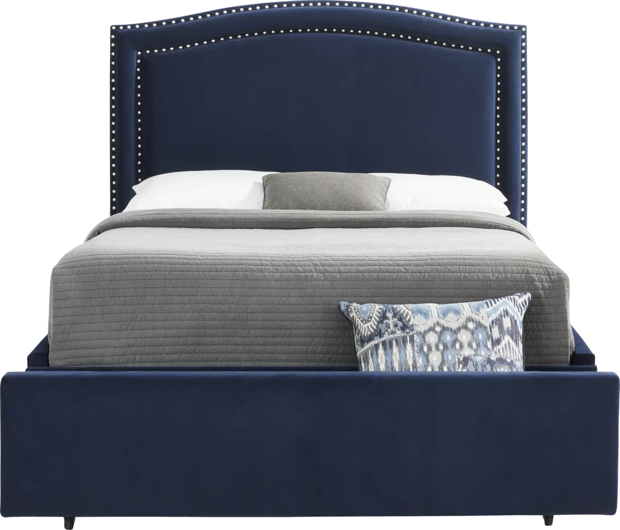 Loden II Blue 3 Pc Queen Upholstered Storage Bed - Thumbnail - Image 1